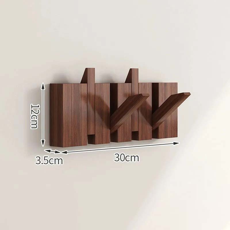 Wood Wall Hook Rack With Foldable Hooks Natural Finish