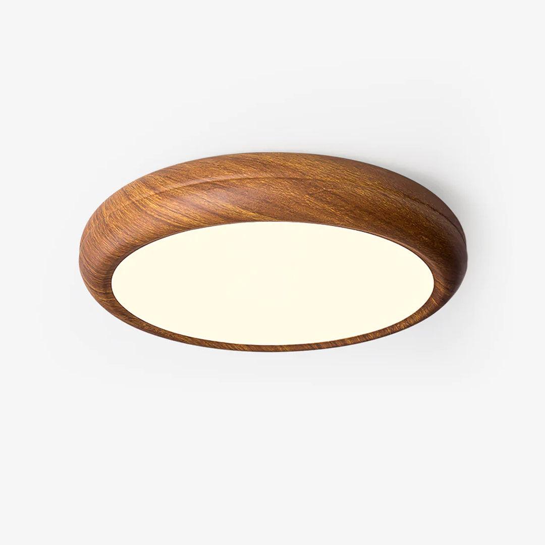 Woodgrain Round Flush Mount Ceiling Light