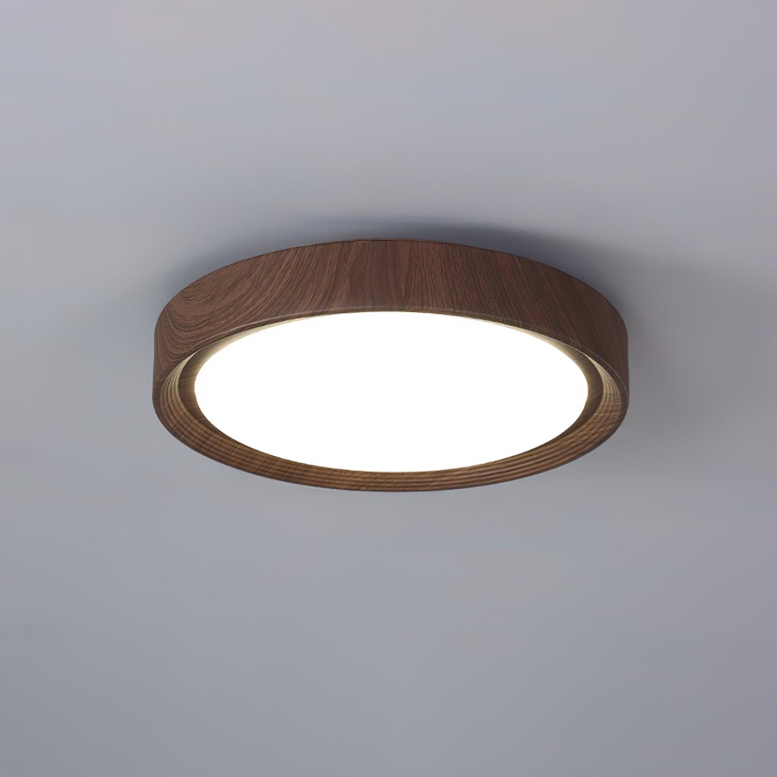 Woodgrain Round Flush Mount Ceiling Light