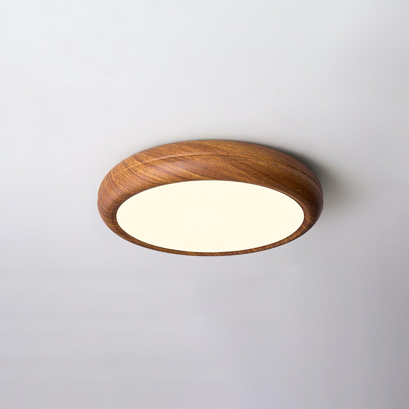 Woodgrain Round Flush Mount Ceiling Light
