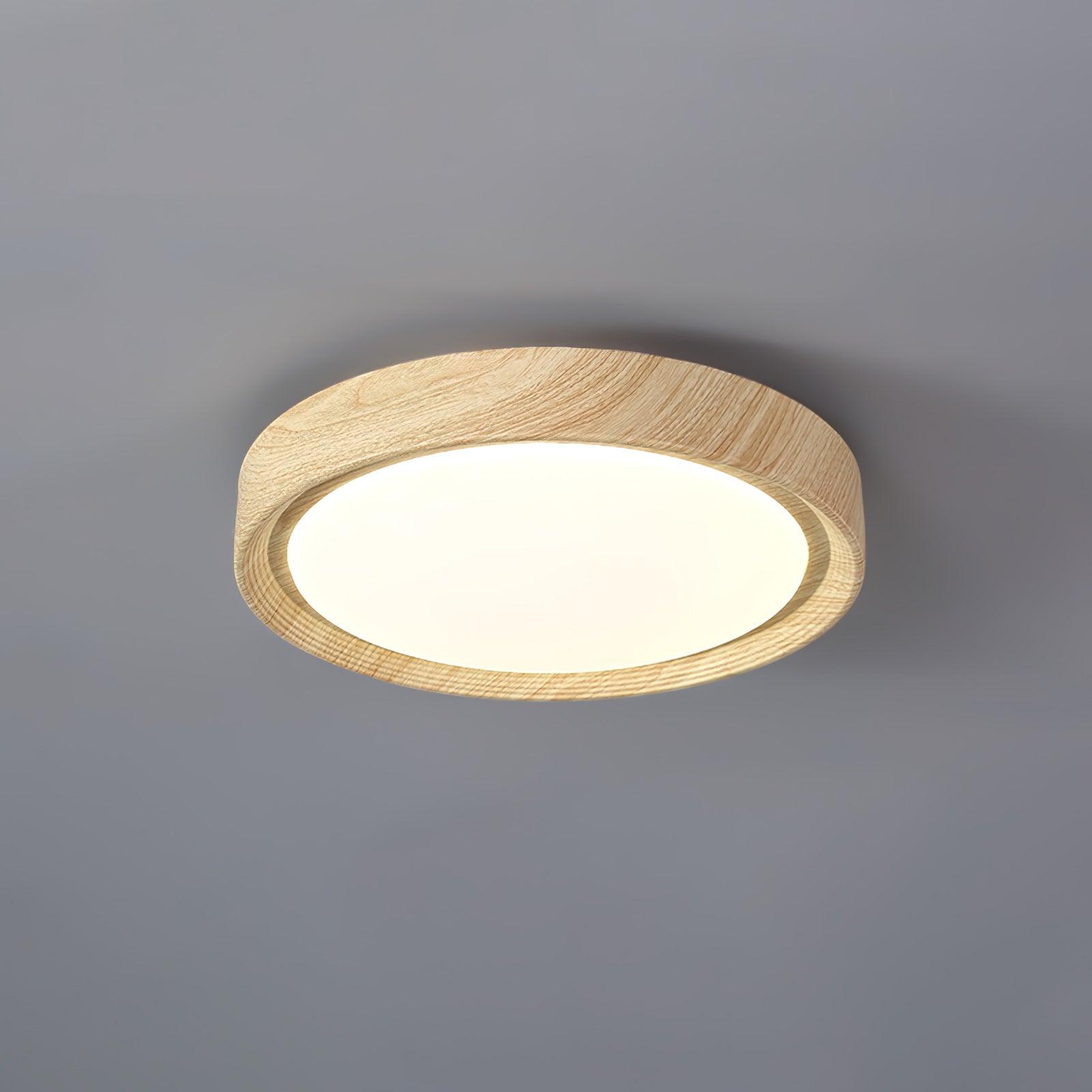 Woodgrain Round Flush Mount Ceiling Light