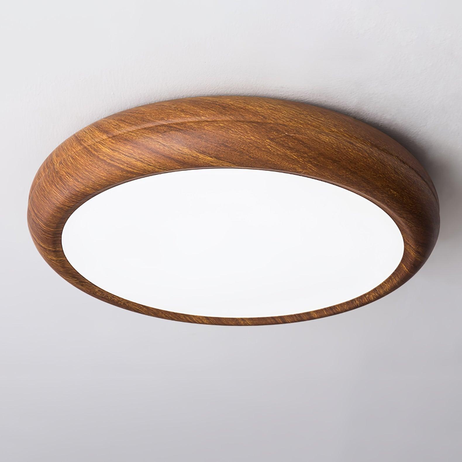 Woodgrain Round Flush Mount Ceiling Light