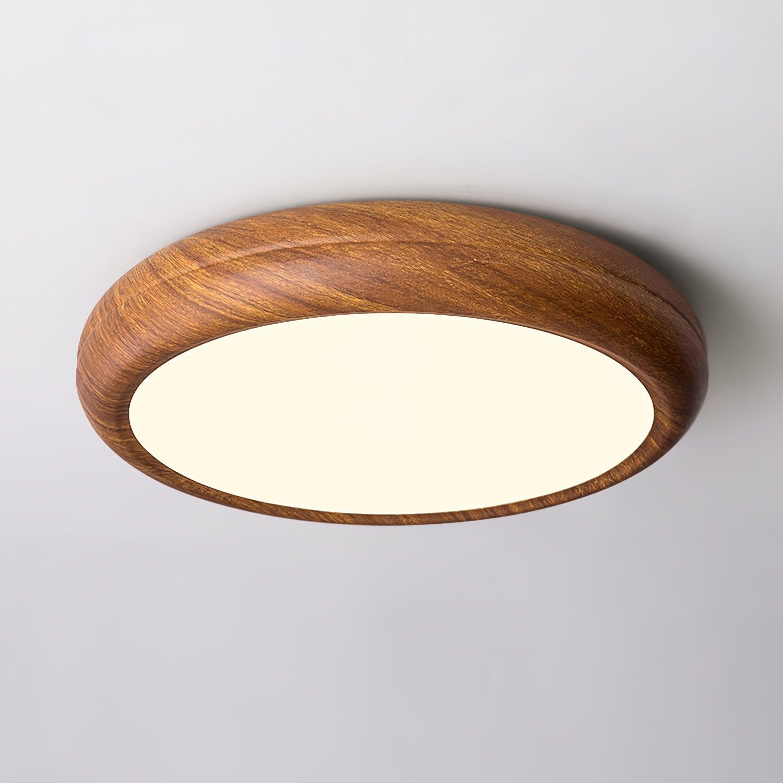 Woodgrain Round Flush Mount Ceiling Light