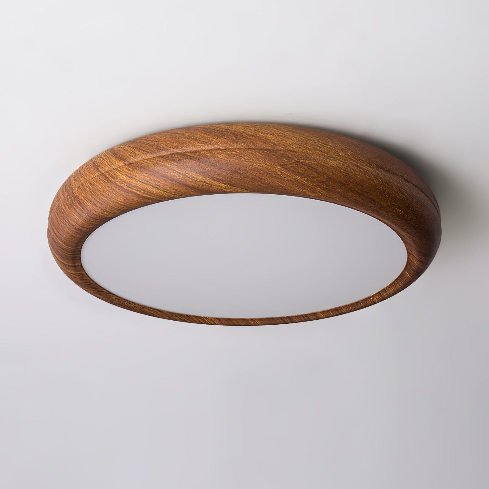 Woodgrain Round Flush Mount Ceiling Light