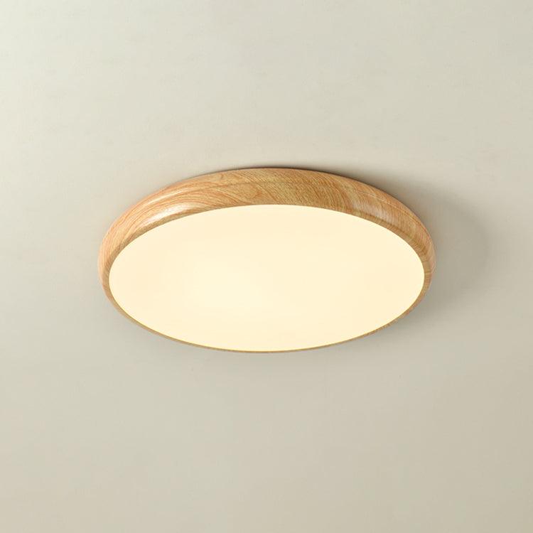 Woodgrain Round Flush Mount Ceiling Light