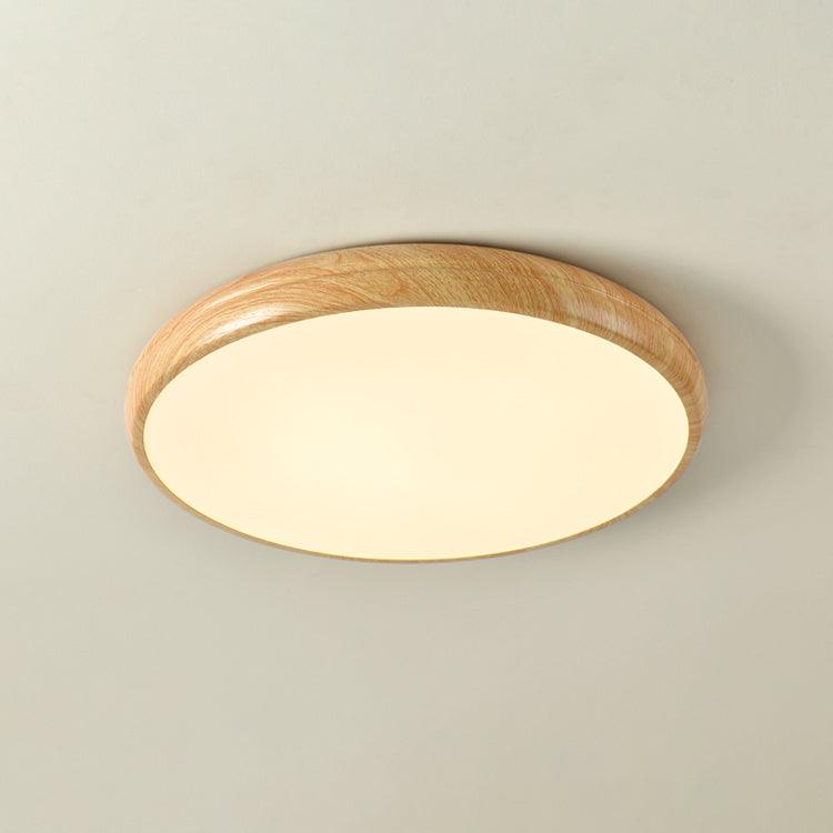 Woodgrain Round Flush Mount Ceiling Light