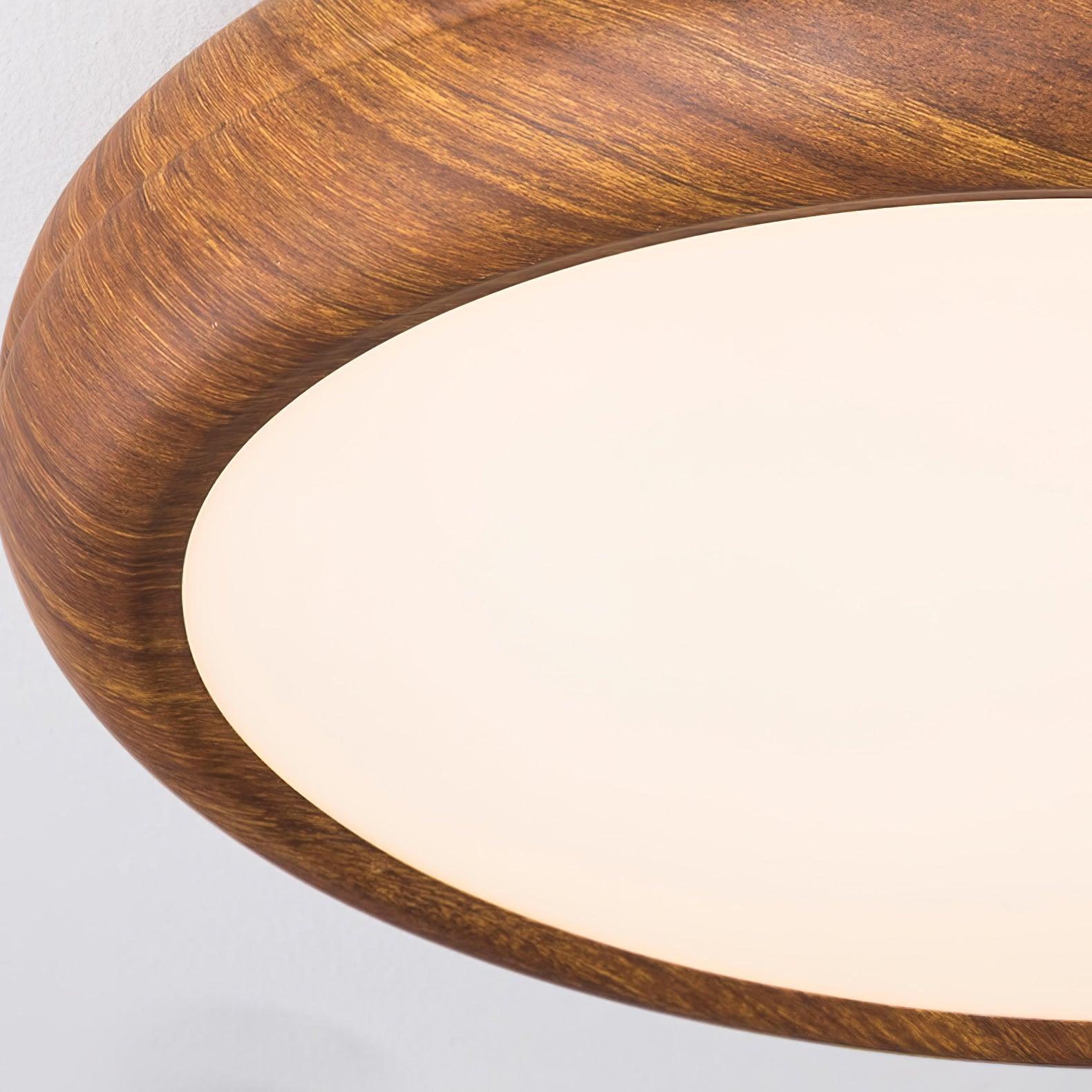 Woodgrain Round Flush Mount Ceiling Light