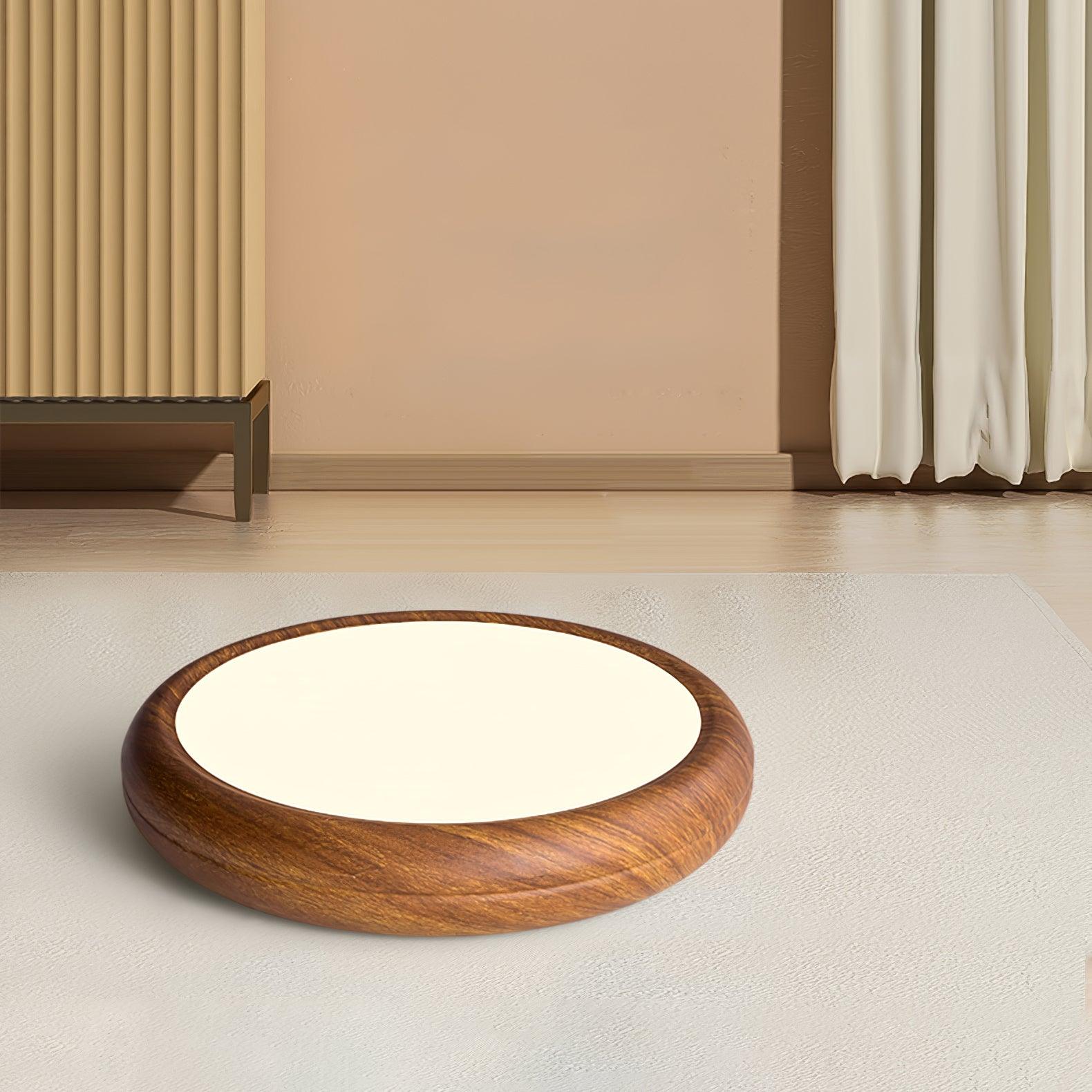Woodgrain Round Flush Mount Ceiling Light