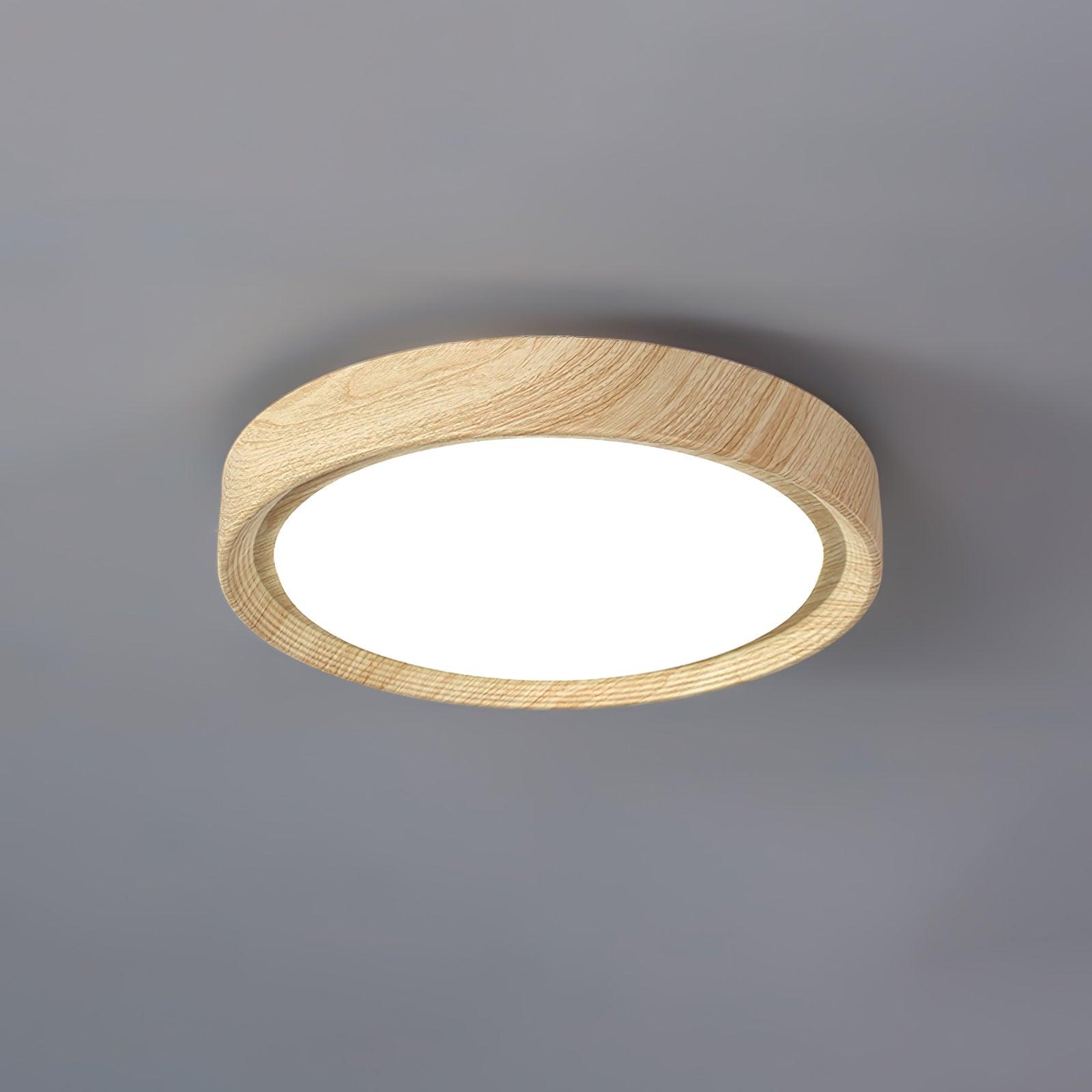 Woodgrain Round Flush Mount Ceiling Light