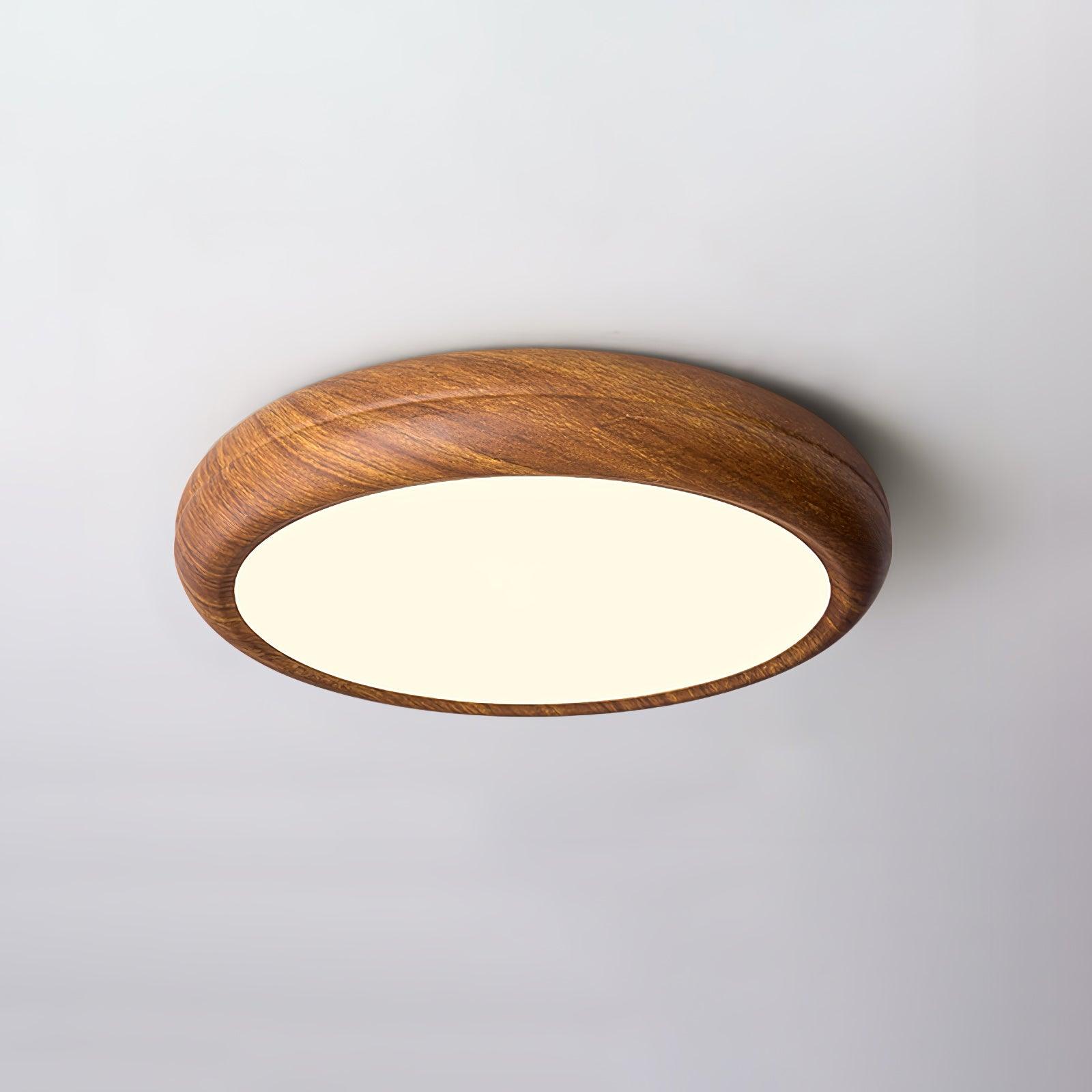 Woodgrain Round Flush Mount Ceiling Light