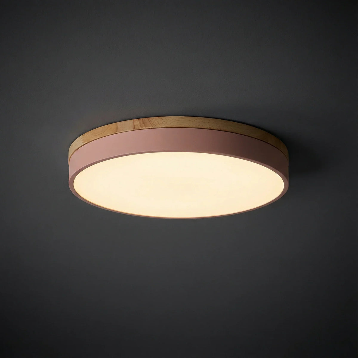 Ledplafondlamp met houten rand voor de woonkamer