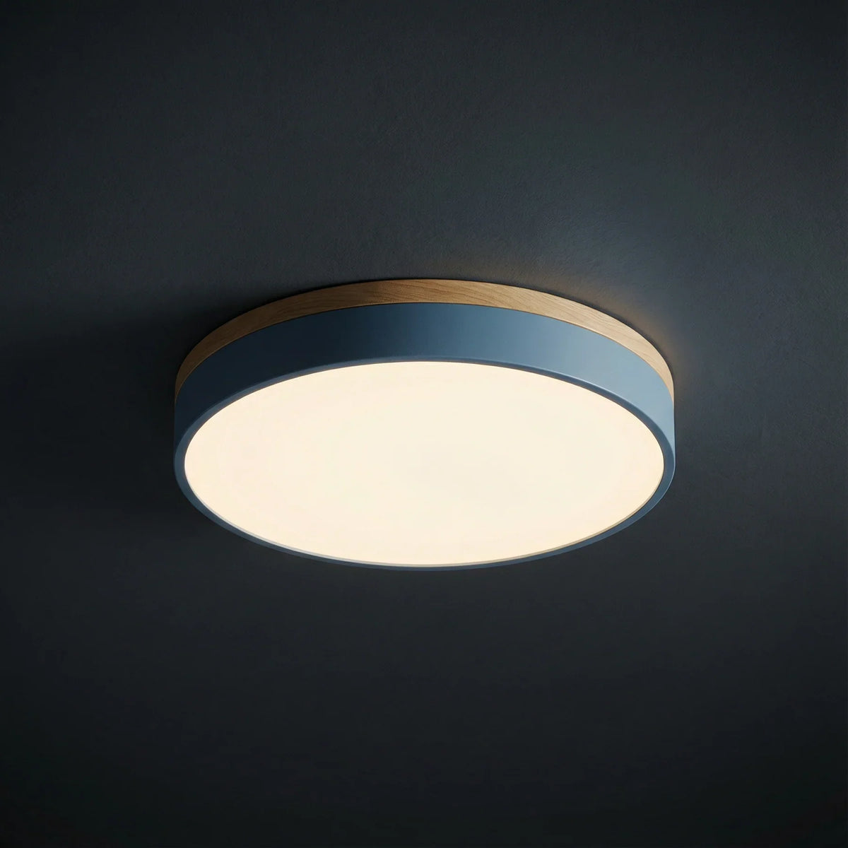 Ledplafondlamp met houten rand voor de woonkamer