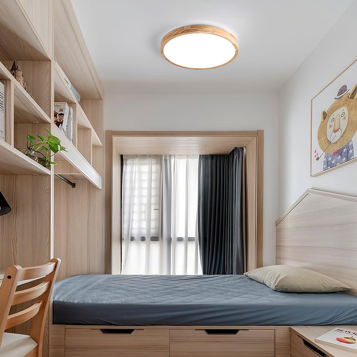 Wooden Geometric LED Ceiling Light