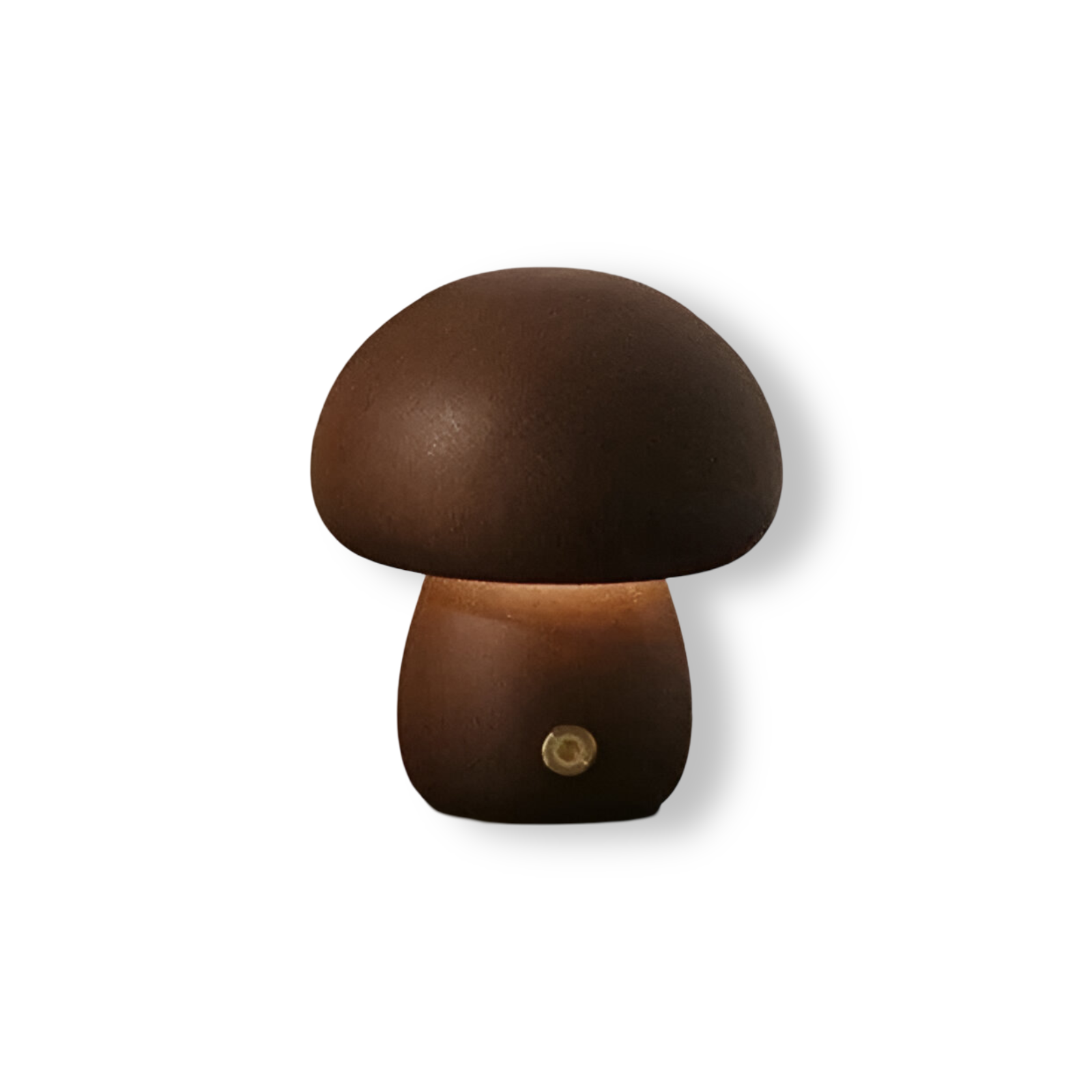 Wooden mushroom shaped bedside light with a push-button switch