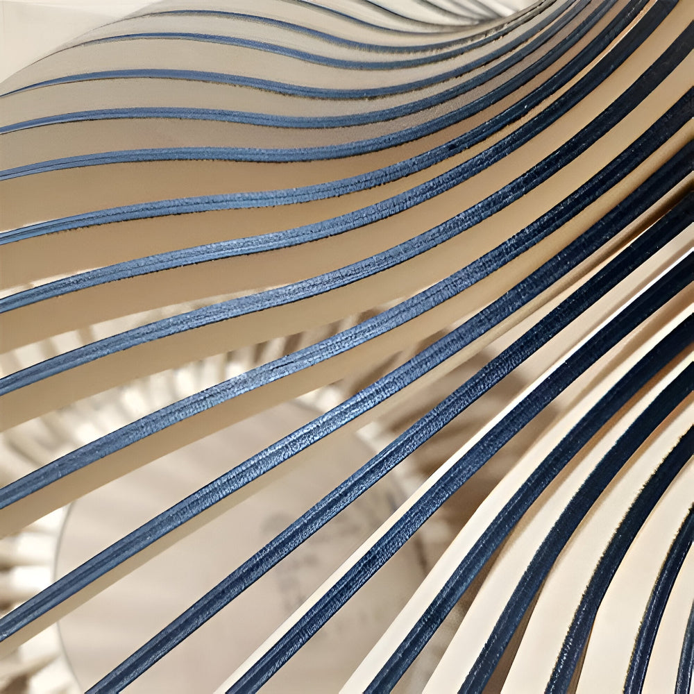 Wooden pendant light with cage shaped shade