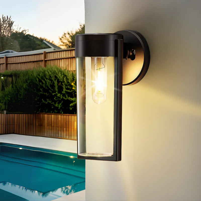 Solar Wall Lantern Outdoor Black Mounted Light With Light Sensor