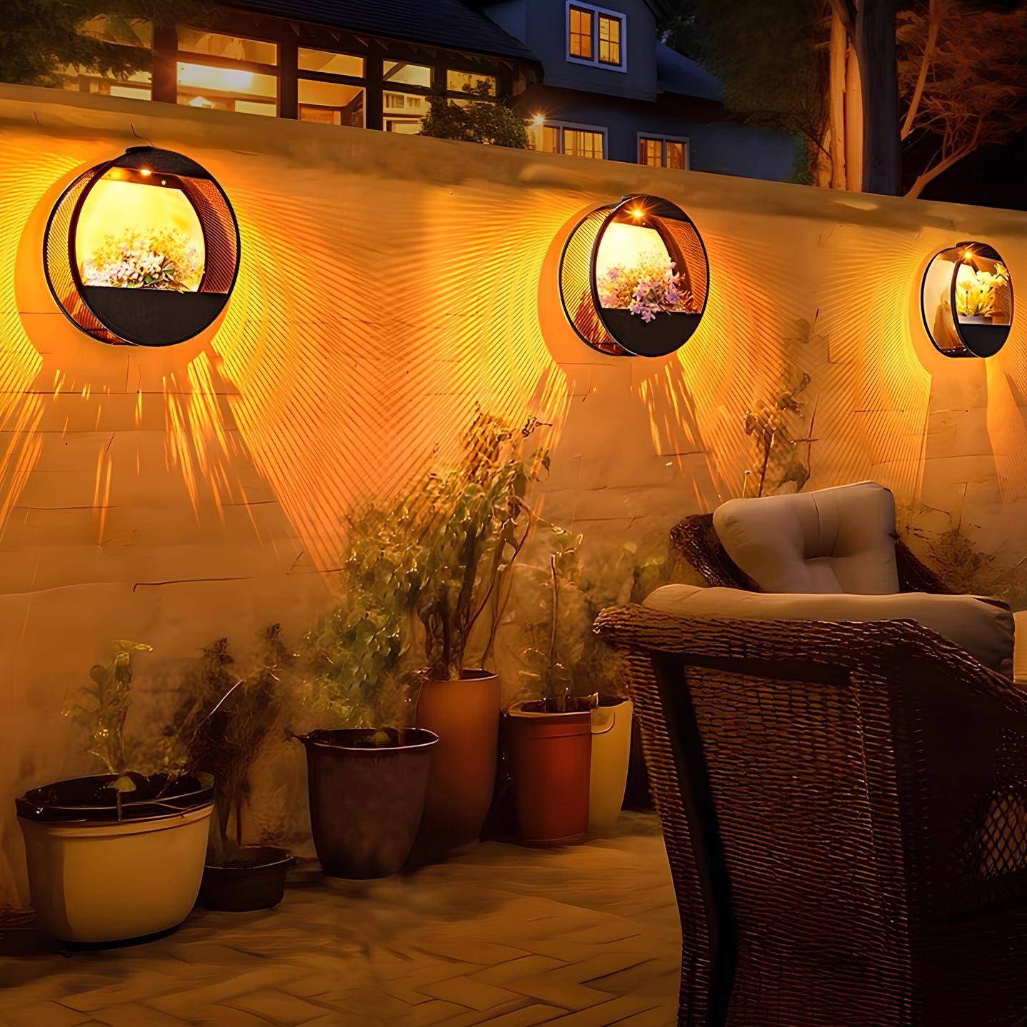 Zonne-energie Buiten Wandlantaarn Met Geïntegreerde Bloempot En Lichtsensor