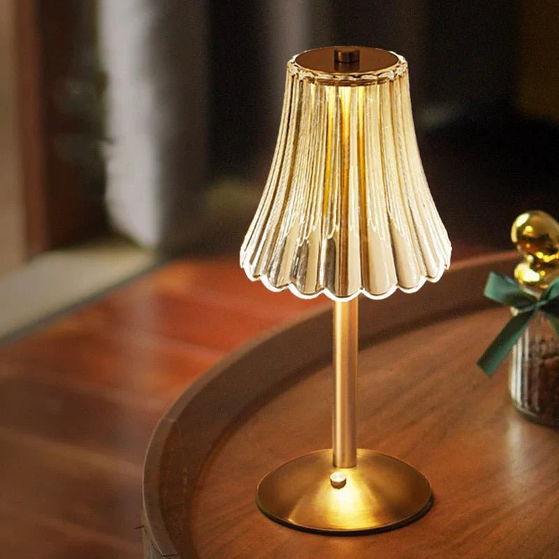 Elegant Touch-Activated Crystal Table Lamp with Gold Finish