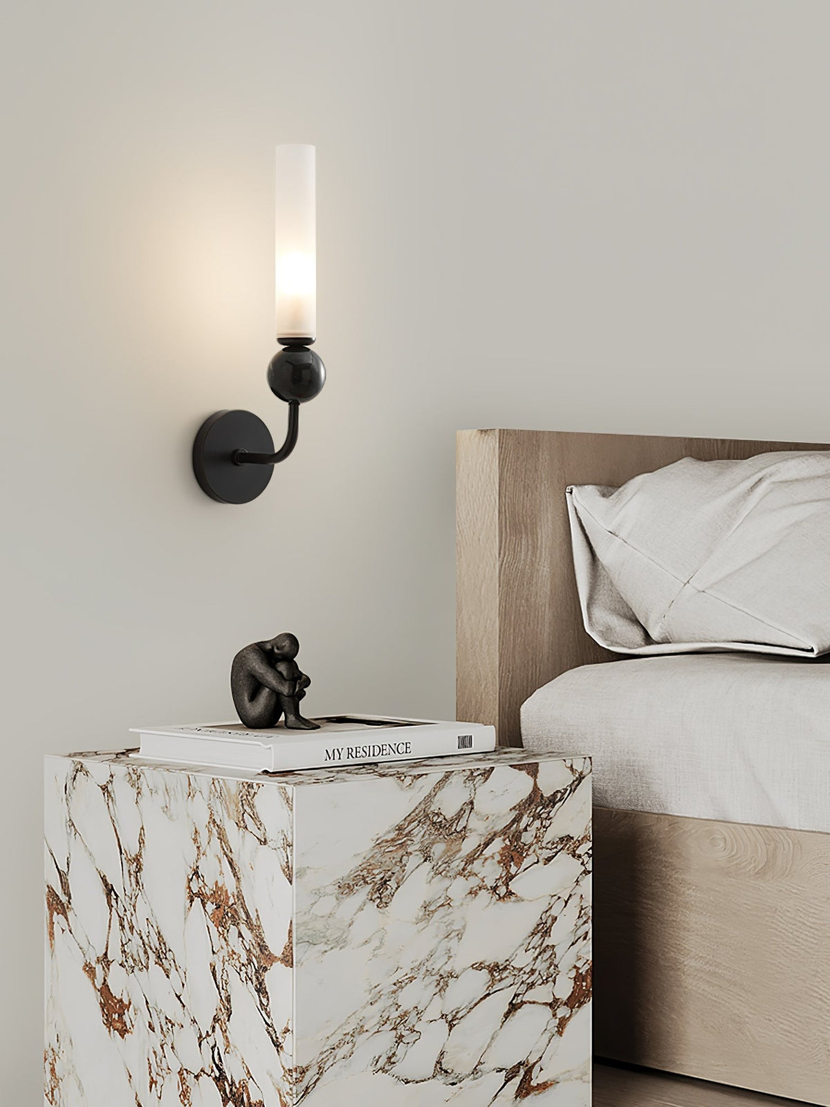 Applique murale moderne en marbre avec cadre en laiton massif