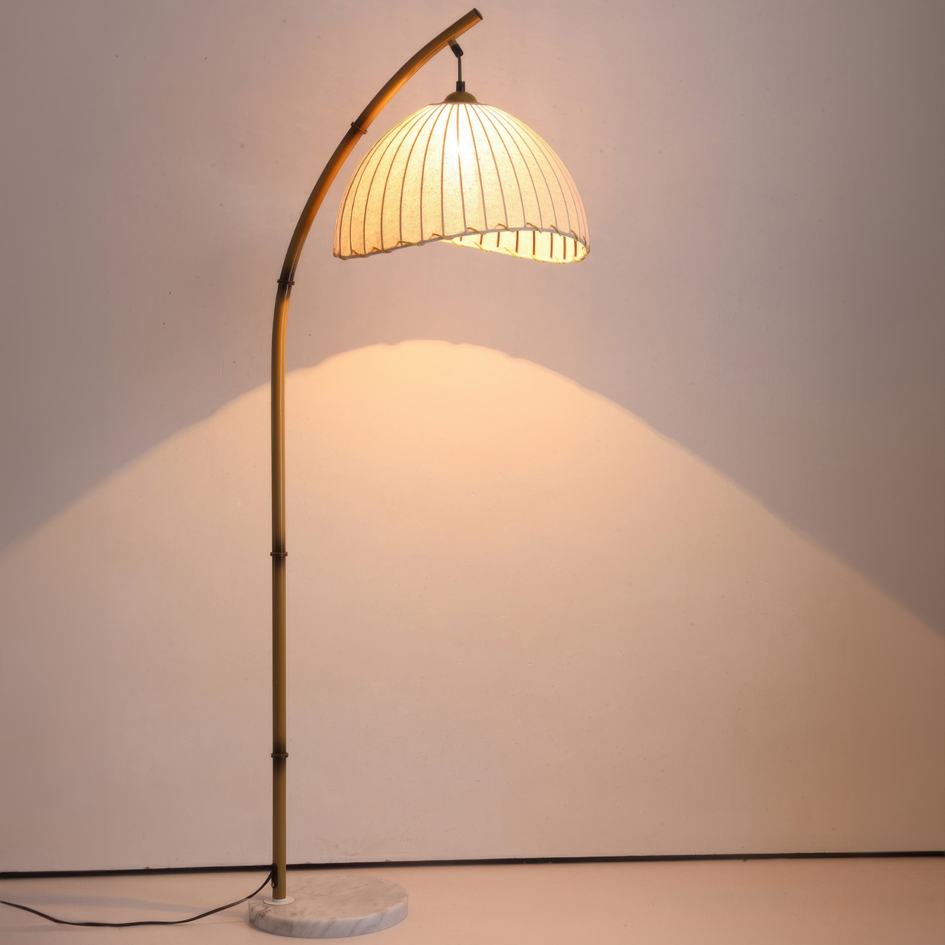 Aesthetic Curved Bamboo Floor Lamp