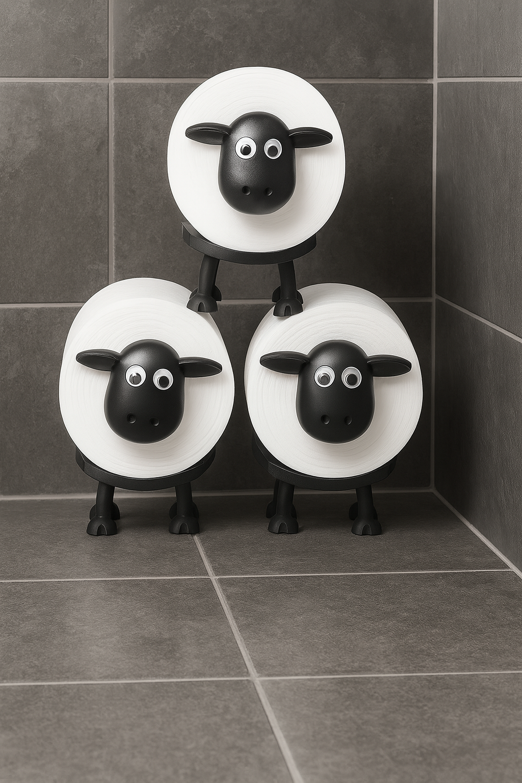 Sheep Shaped Toilet Bathroom Roll Holder Set of 3