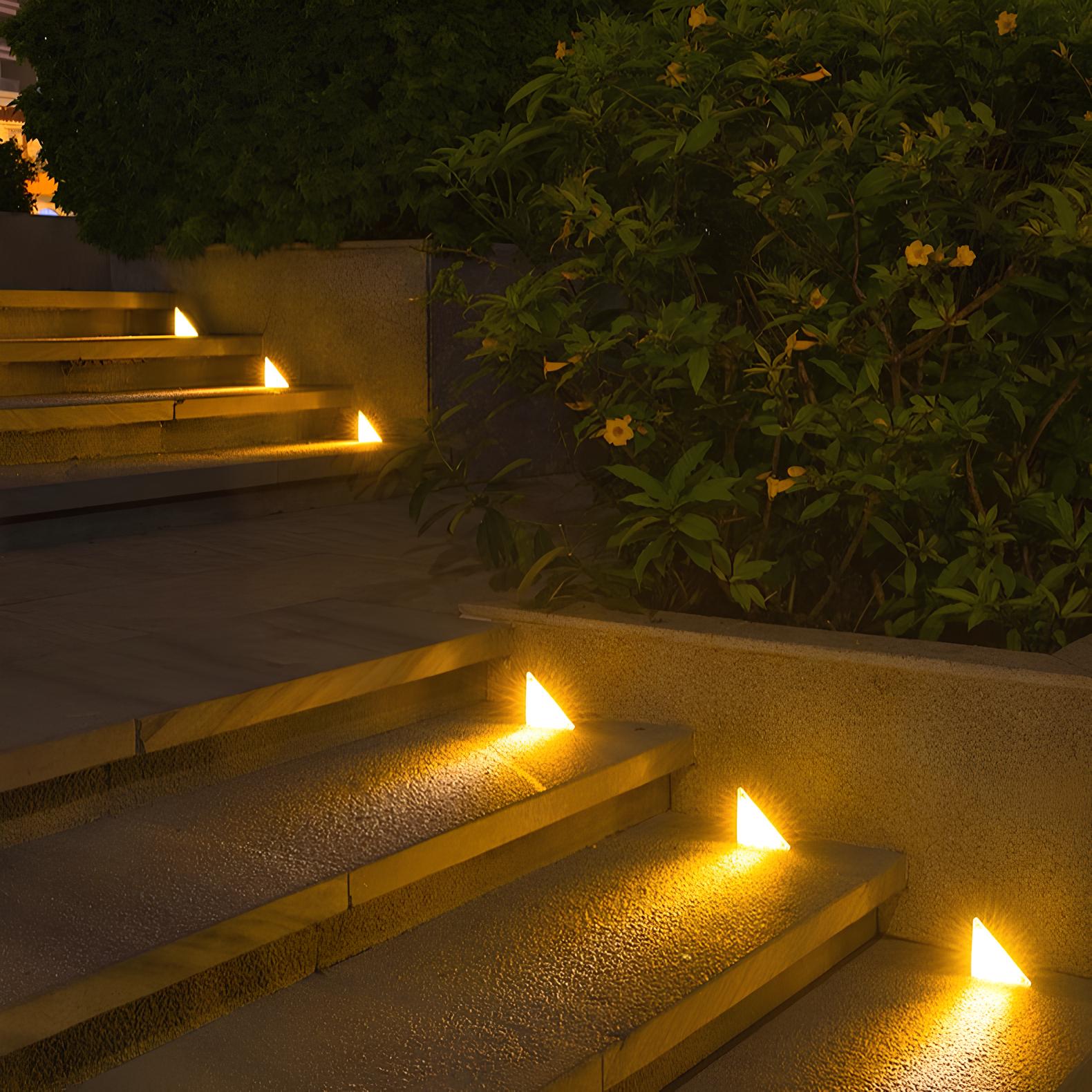 Outdoor Solar Powered LED Step Lights with Triangular Design