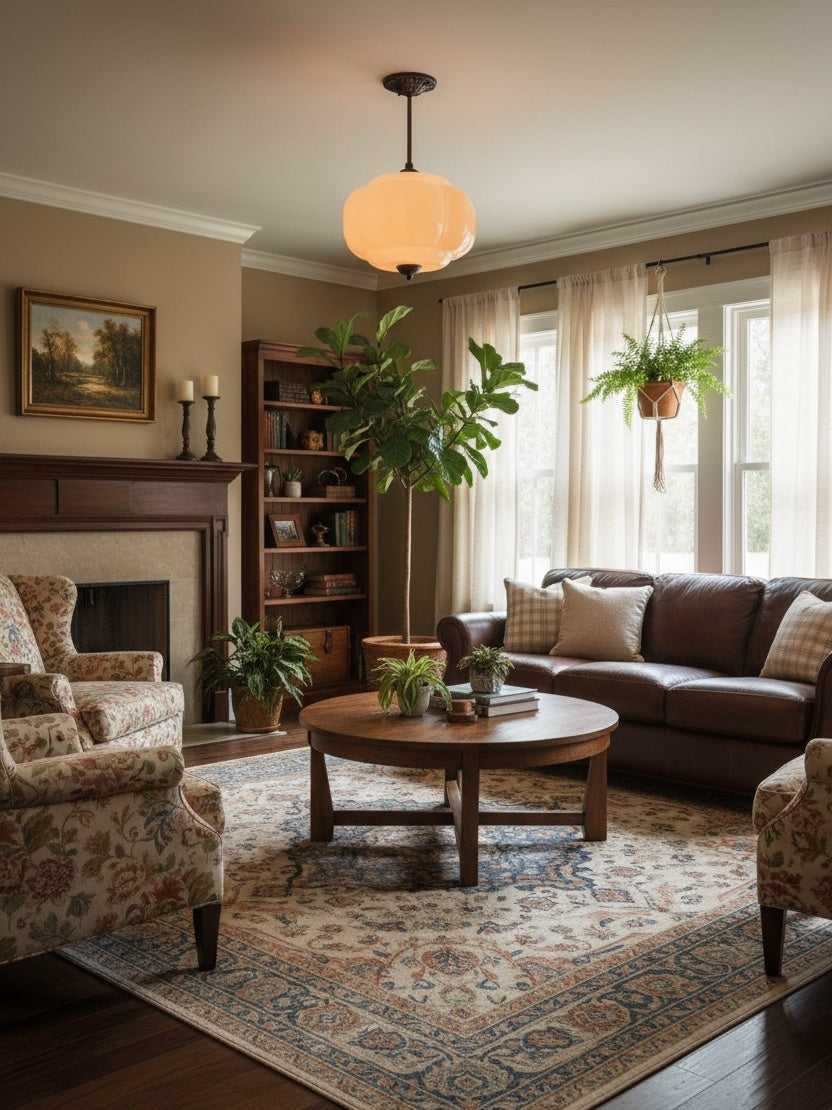 Vintage Milk Glass Semi-Flush Mount Pendant Light