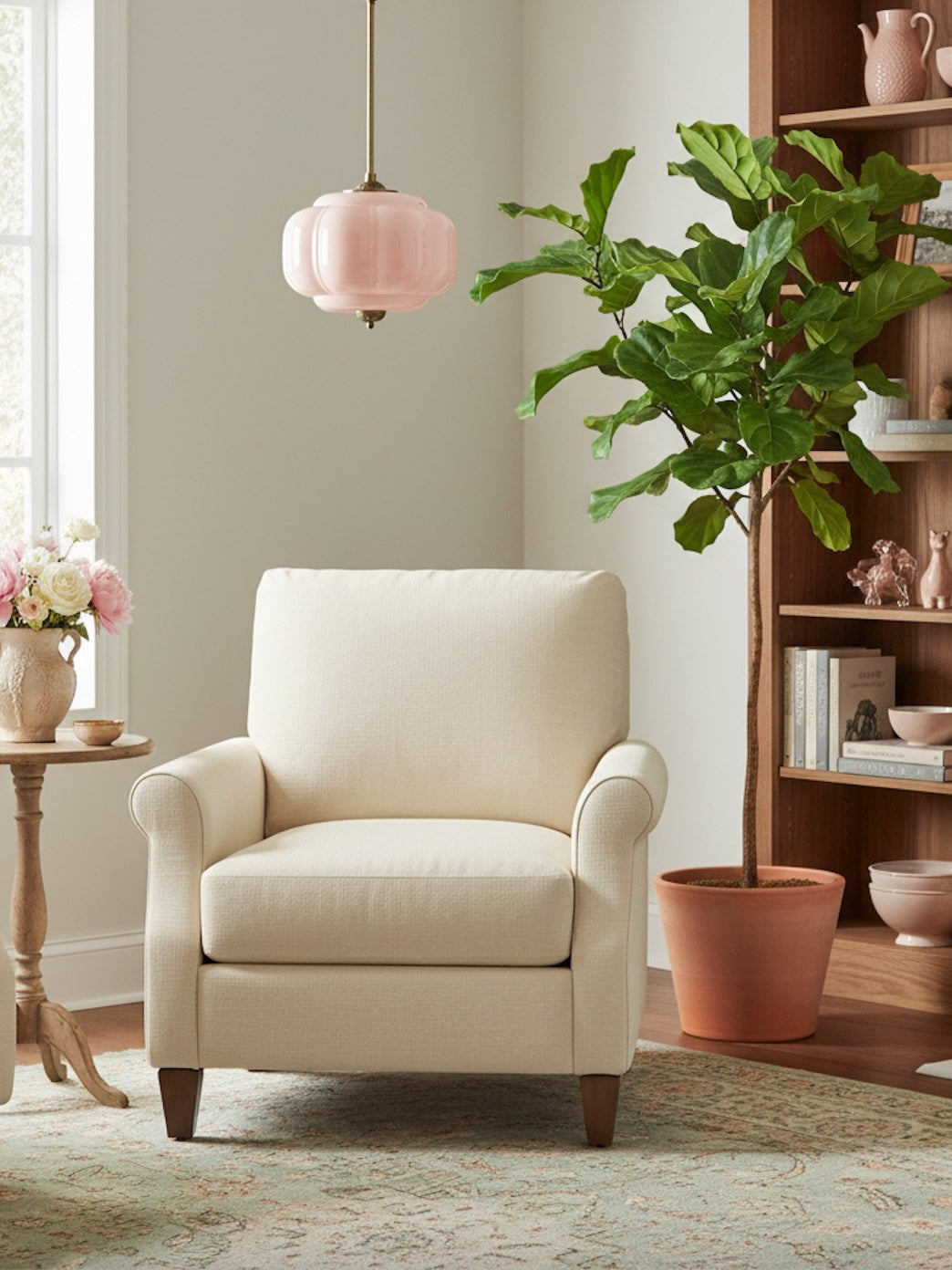 Vintage Milk Glass Semi-Flush Mount Pendant Light