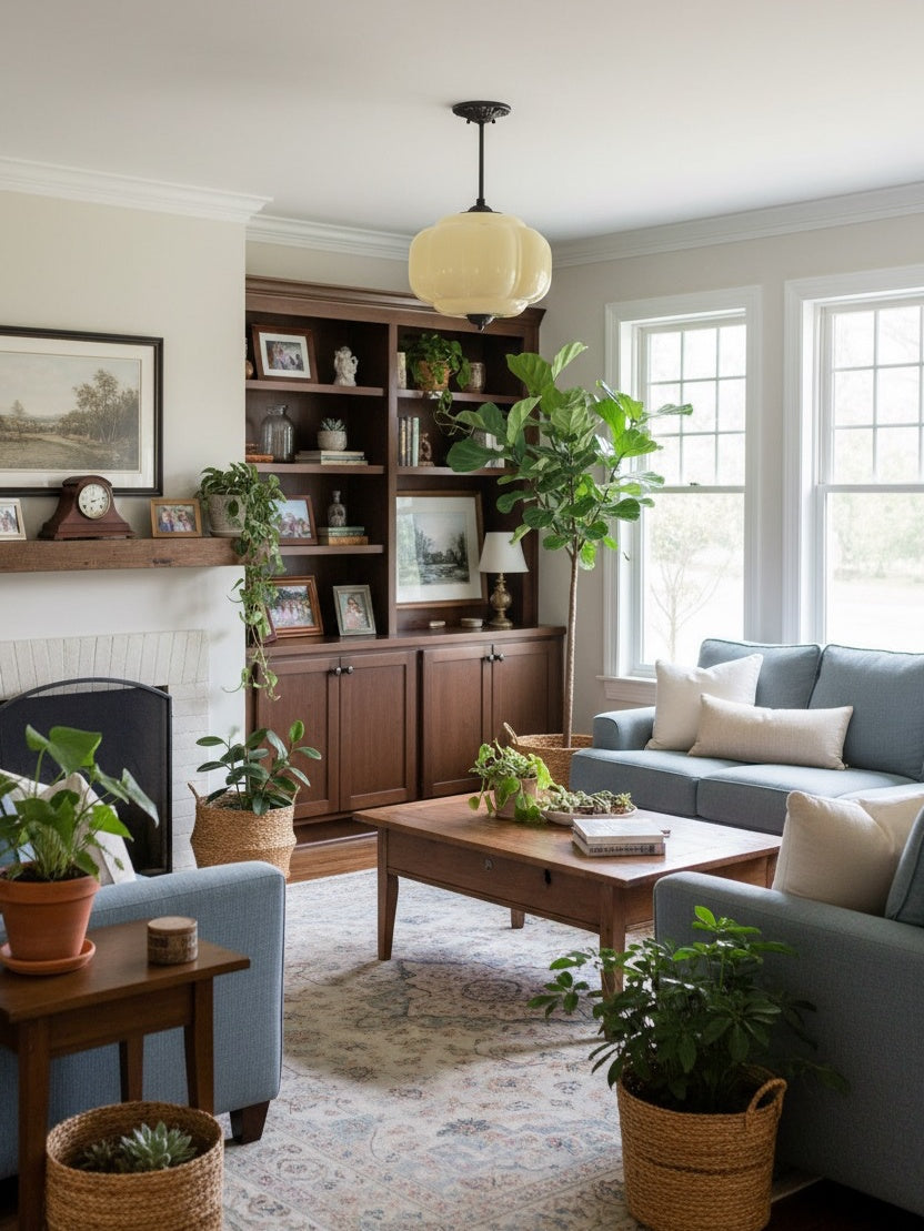 Vintage Milk Glass Semi-Flush Mount Pendant Light