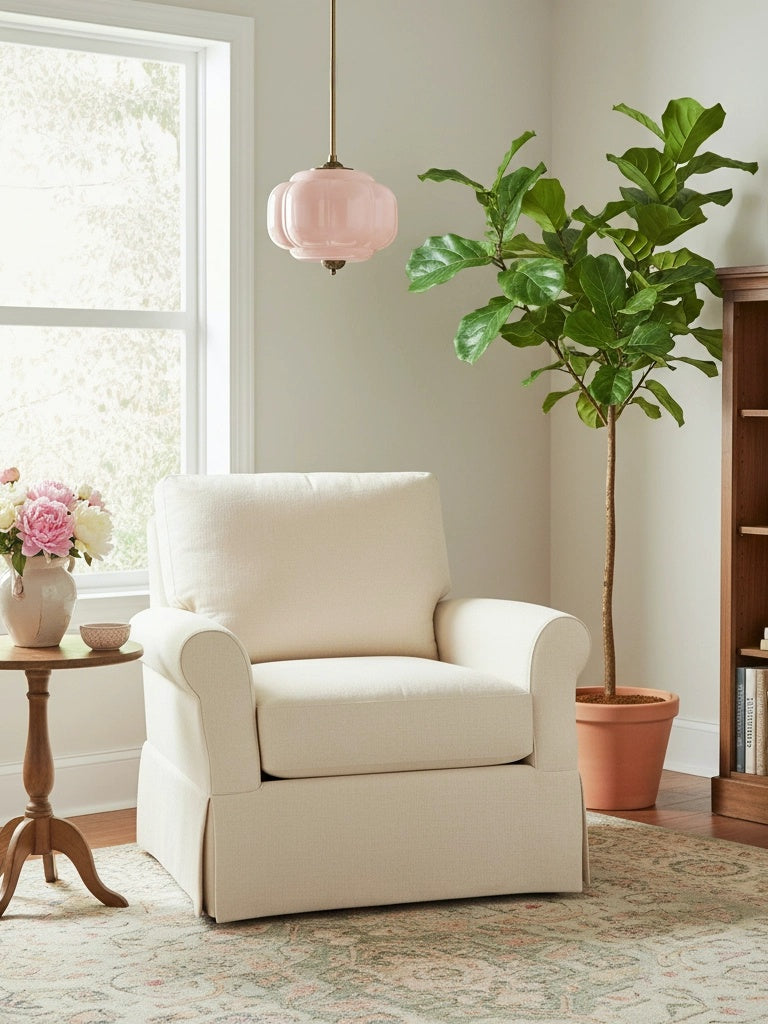 Vintage Milk Glass Semi-Flush Mount Pendant Light