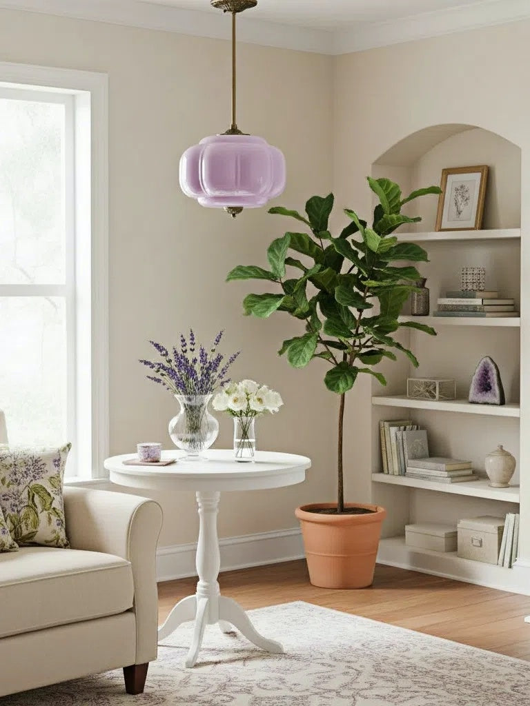 Vintage Milk Glass Semi-Flush Mount Pendant Light