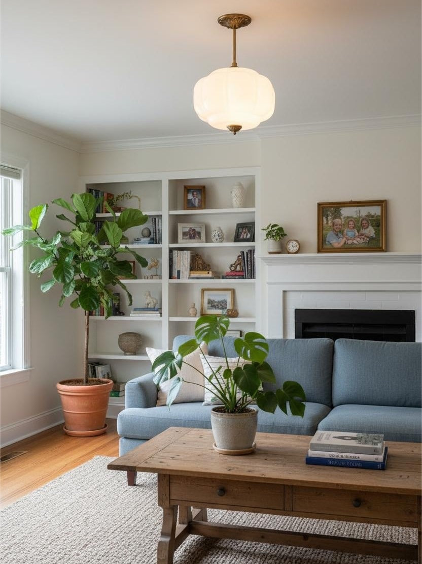 Vintage Milk Glass Semi-Flush Mount Pendant Light