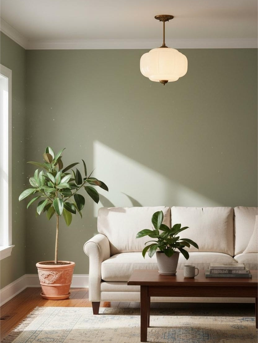 Vintage Milk Glass Semi-Flush Mount Pendant Light