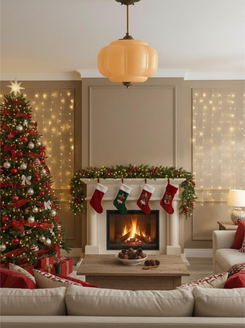 Vintage Milk Glass Semi-Flush Mount Pendant Light