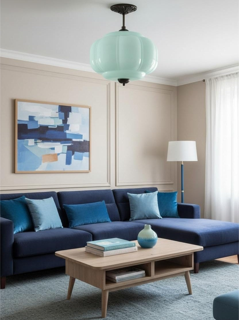 Vintage Milk Glass Semi-Flush Mount Pendant Light