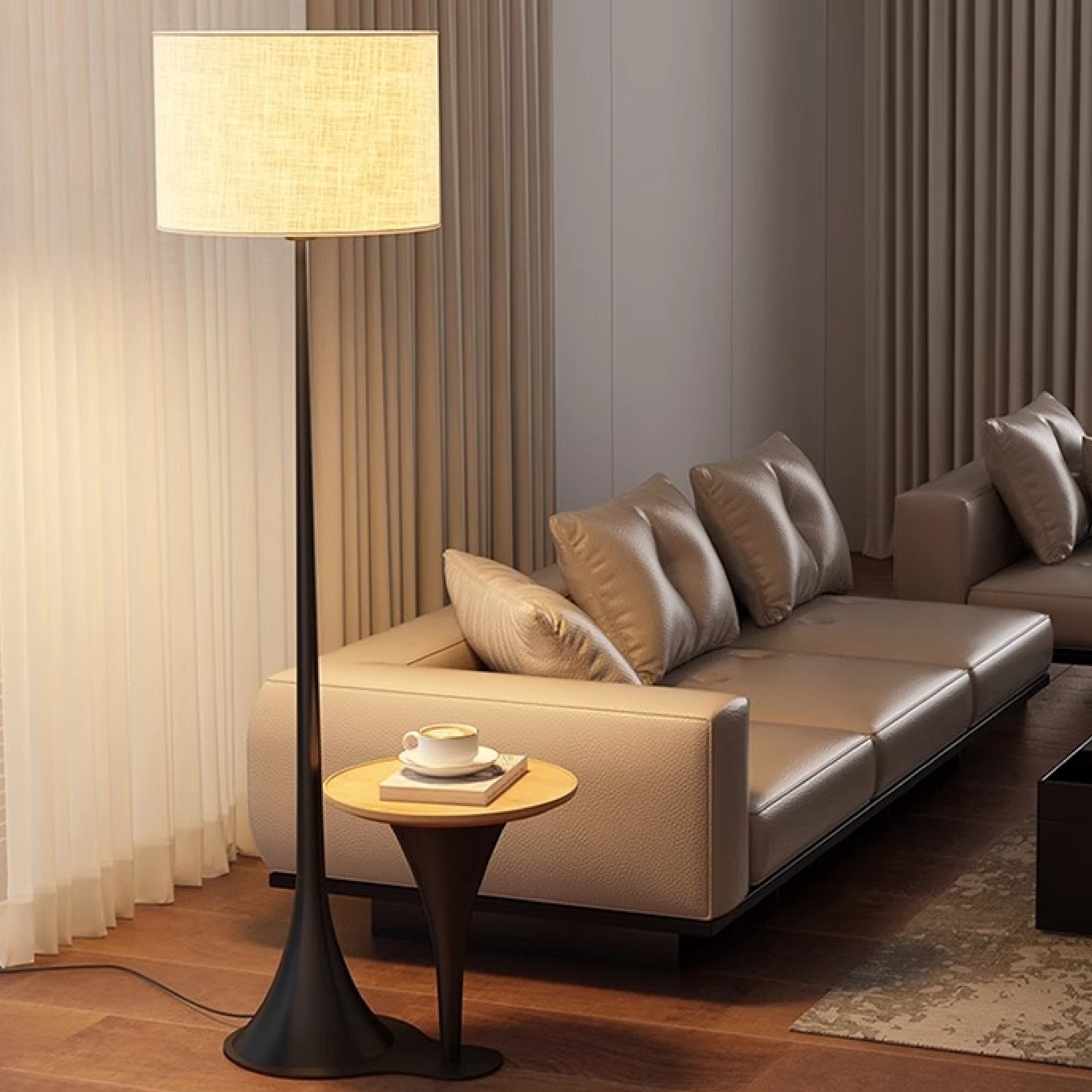 Tall Silk Shade Floor Lamp