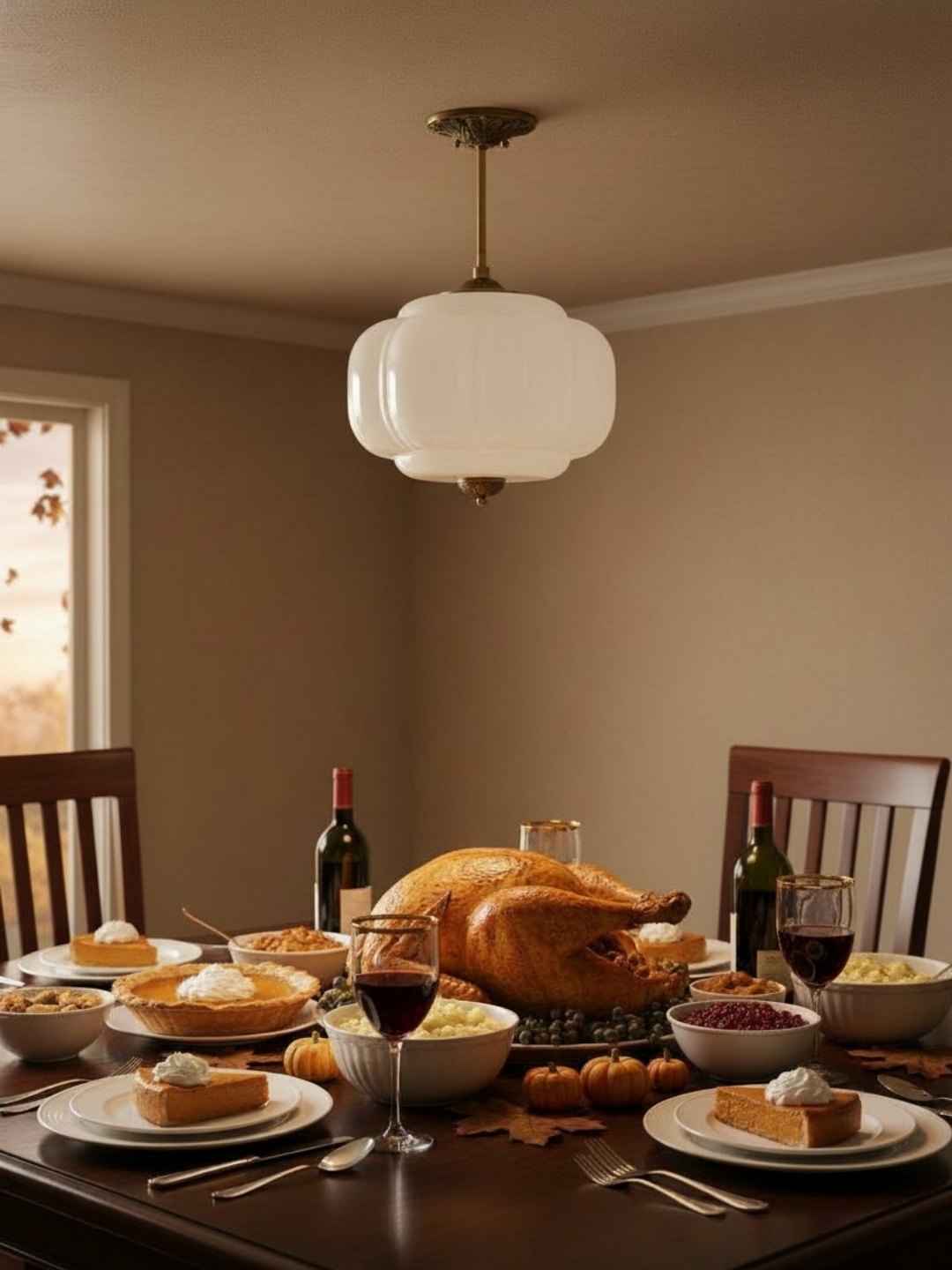 Vintage Milk Glass Semi-Flush Mount Pendant Light