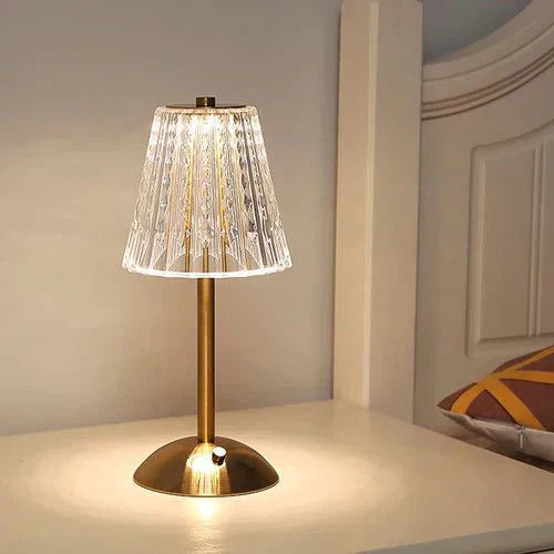Elegant Touch-Activated Crystal Table Lamp with Gold Finish