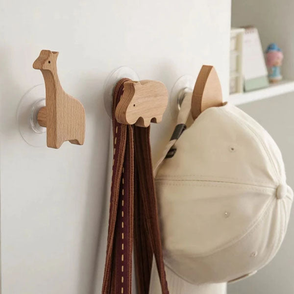 Wooden Animal Wall Hooks Coat Adhesive Hook Rack