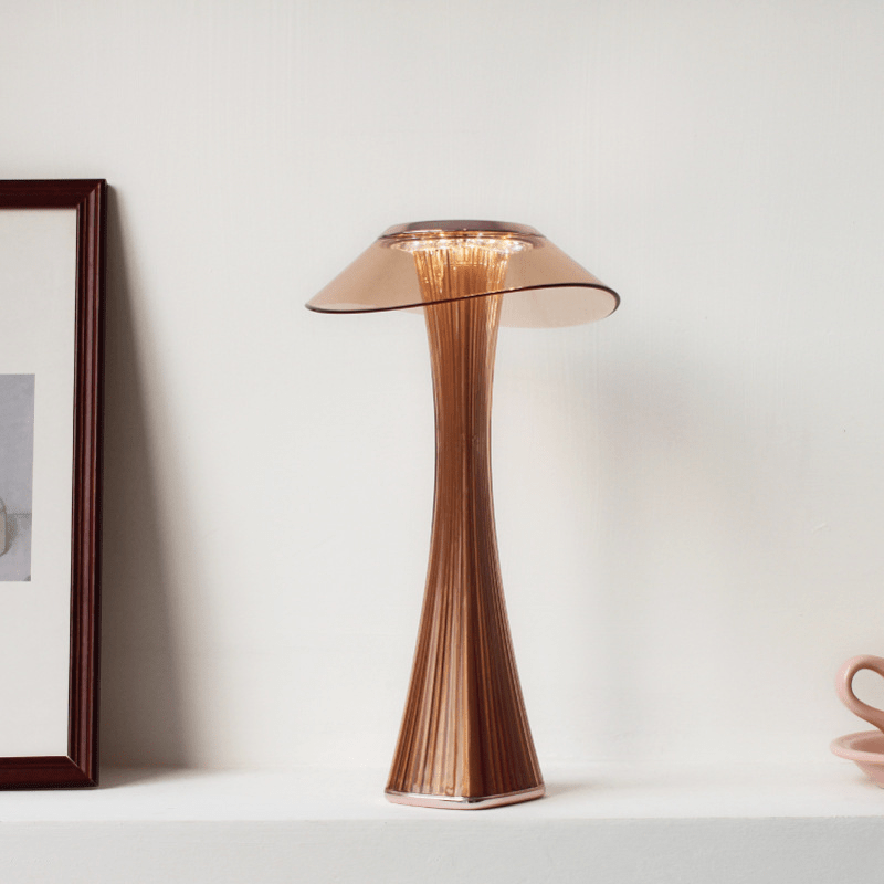 Fluted Glass Table Lamp with Clear Disc Shade
