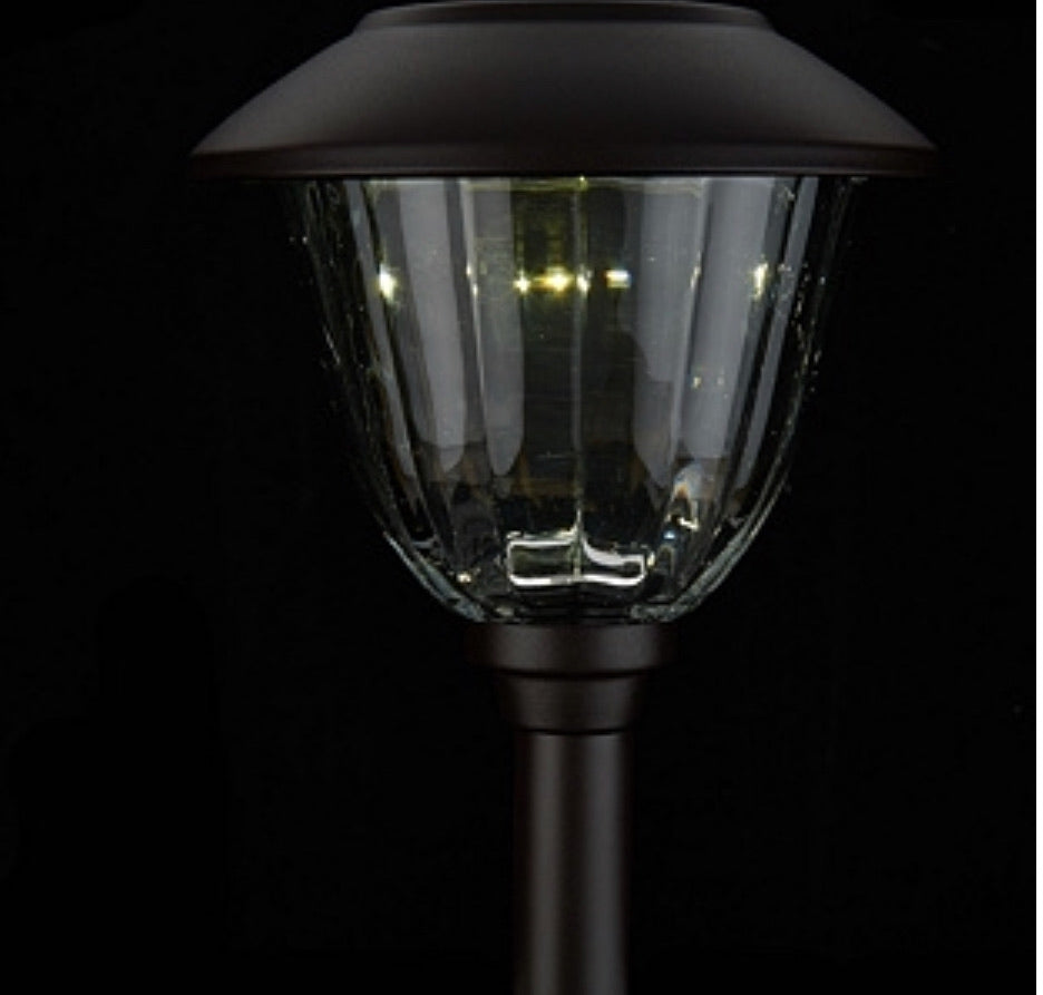 Set of 8 Solar Garden Path Lights with Metal Cap and Clear Glass