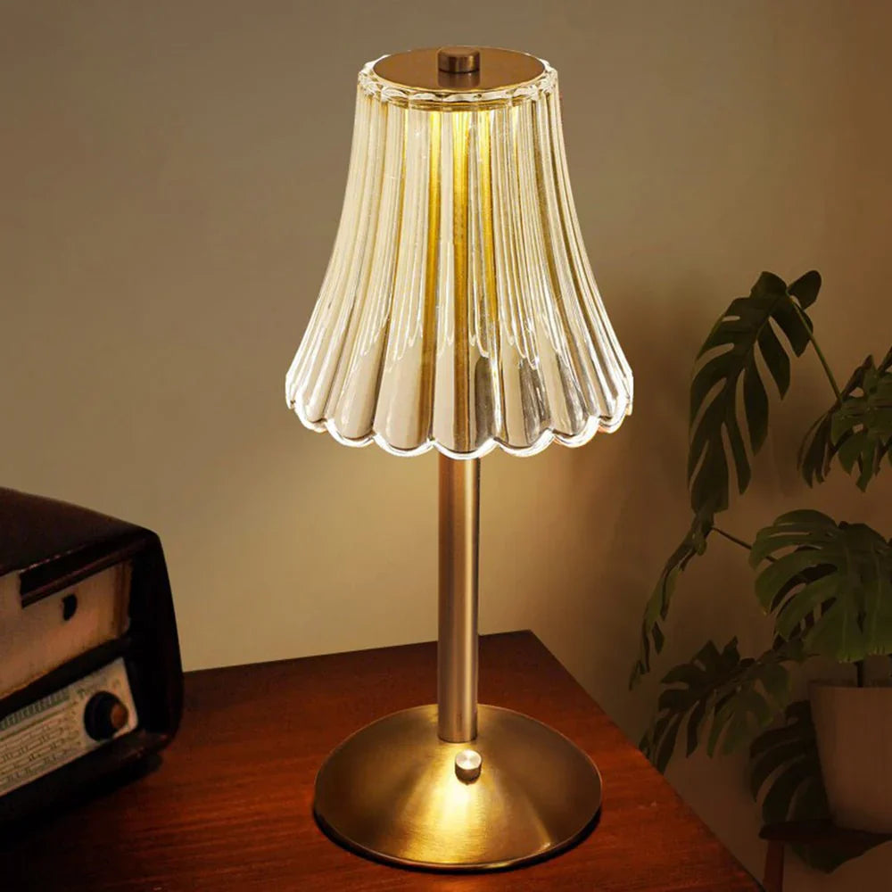 Elegant Touch-Activated Crystal Table Lamp with Gold Finish
