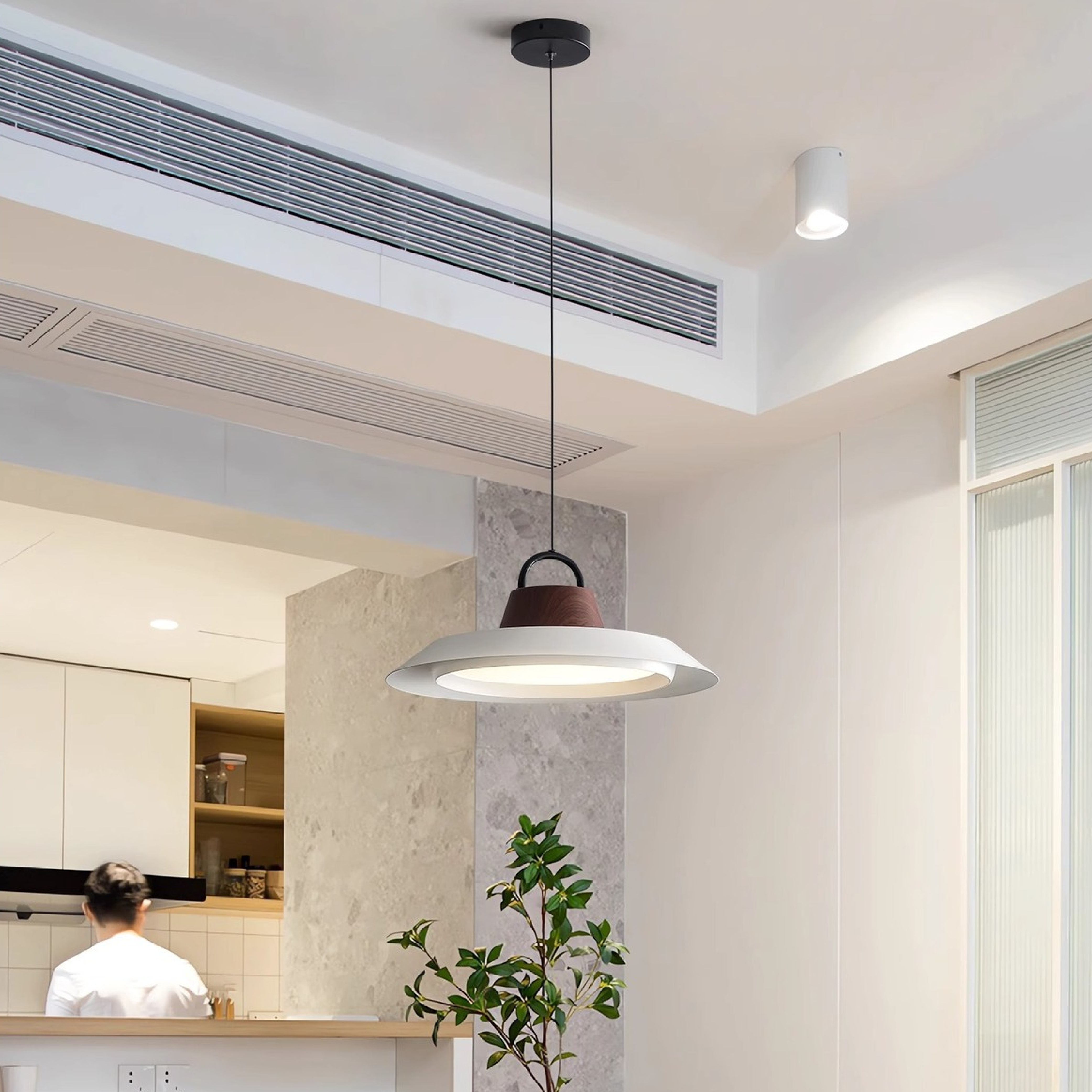Scandinavian Wood & Metal Pendant Light