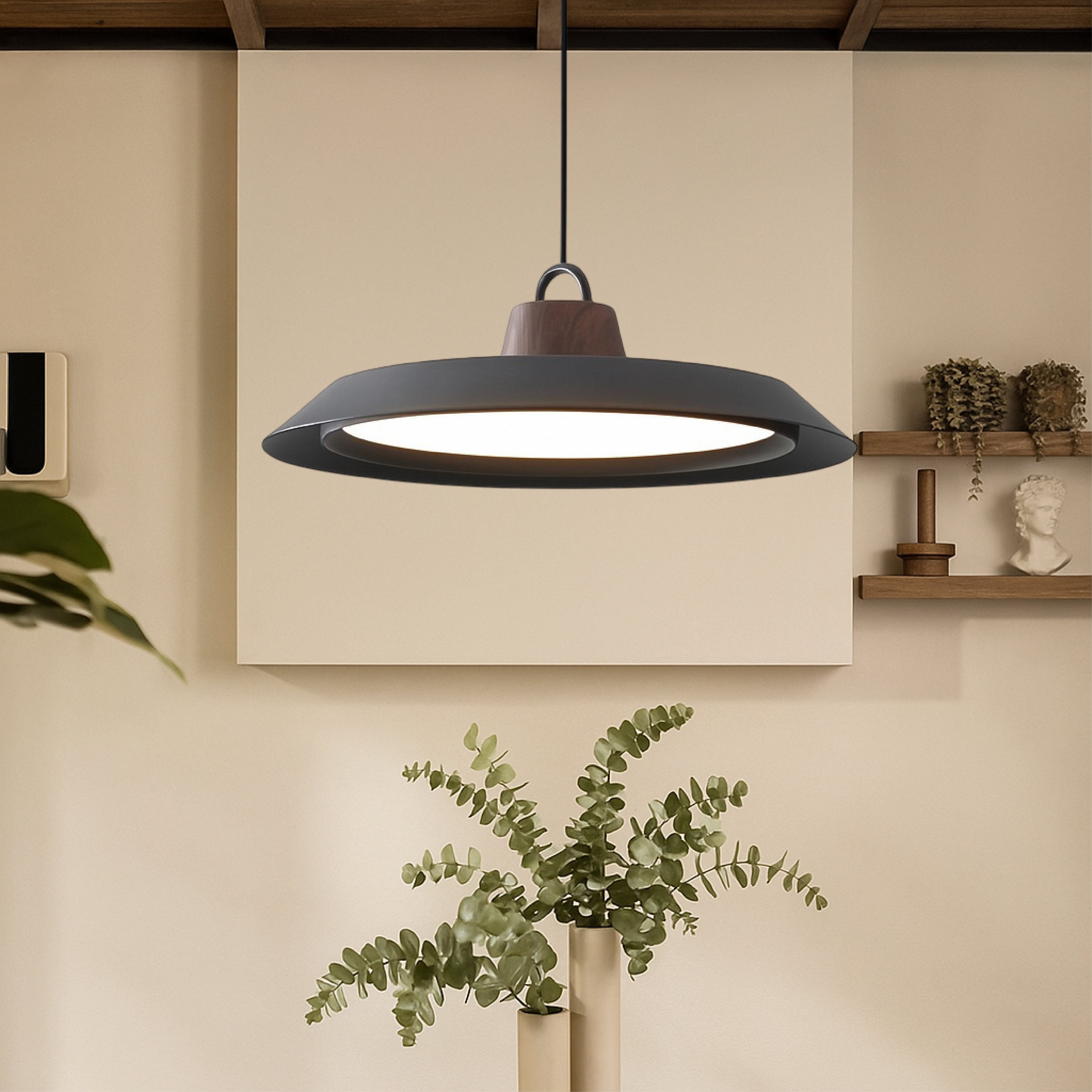 Scandinavian Wood & Metal Pendant Light