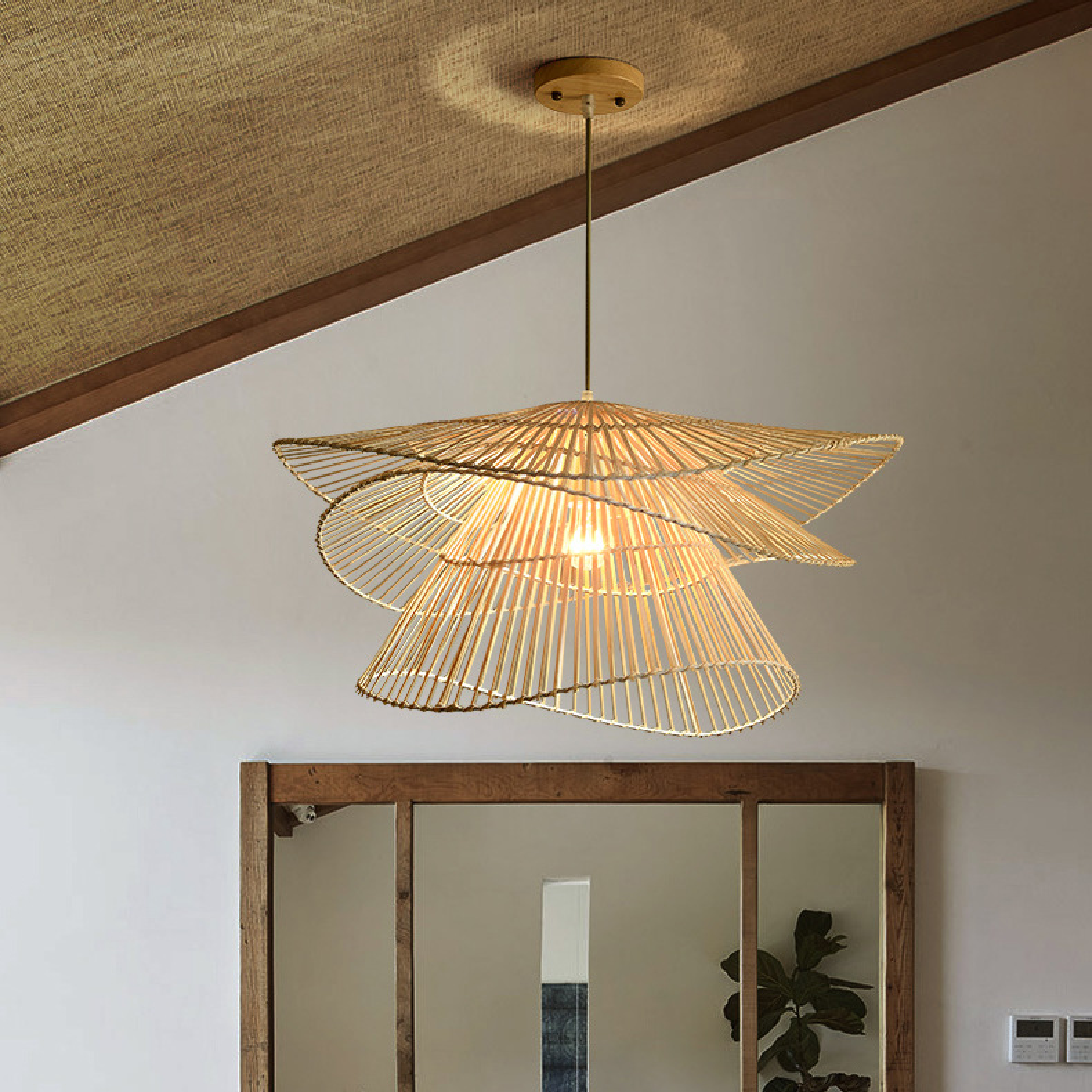Organic Rattan Wood Pendant Light