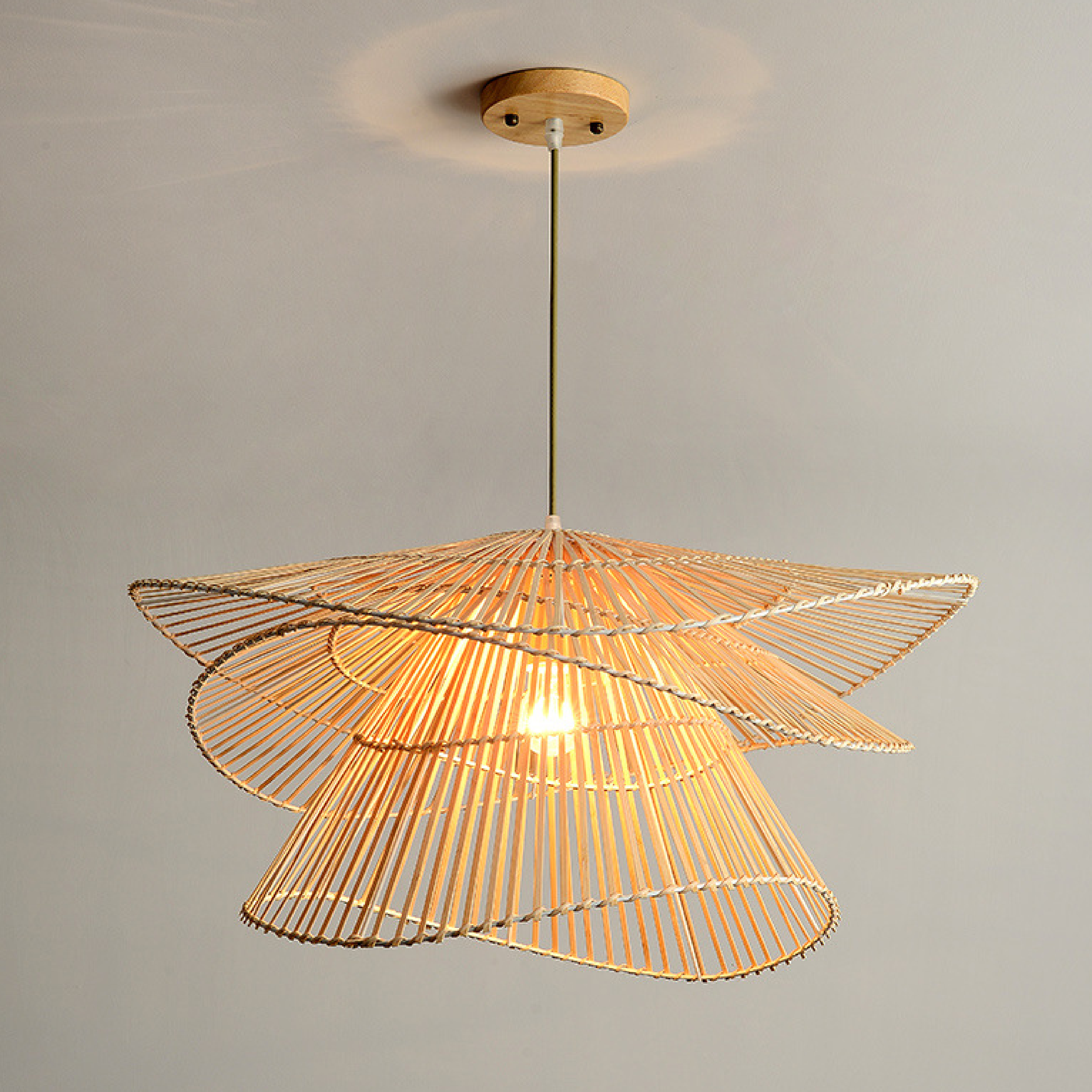 Organic Rattan Wood Pendant Light