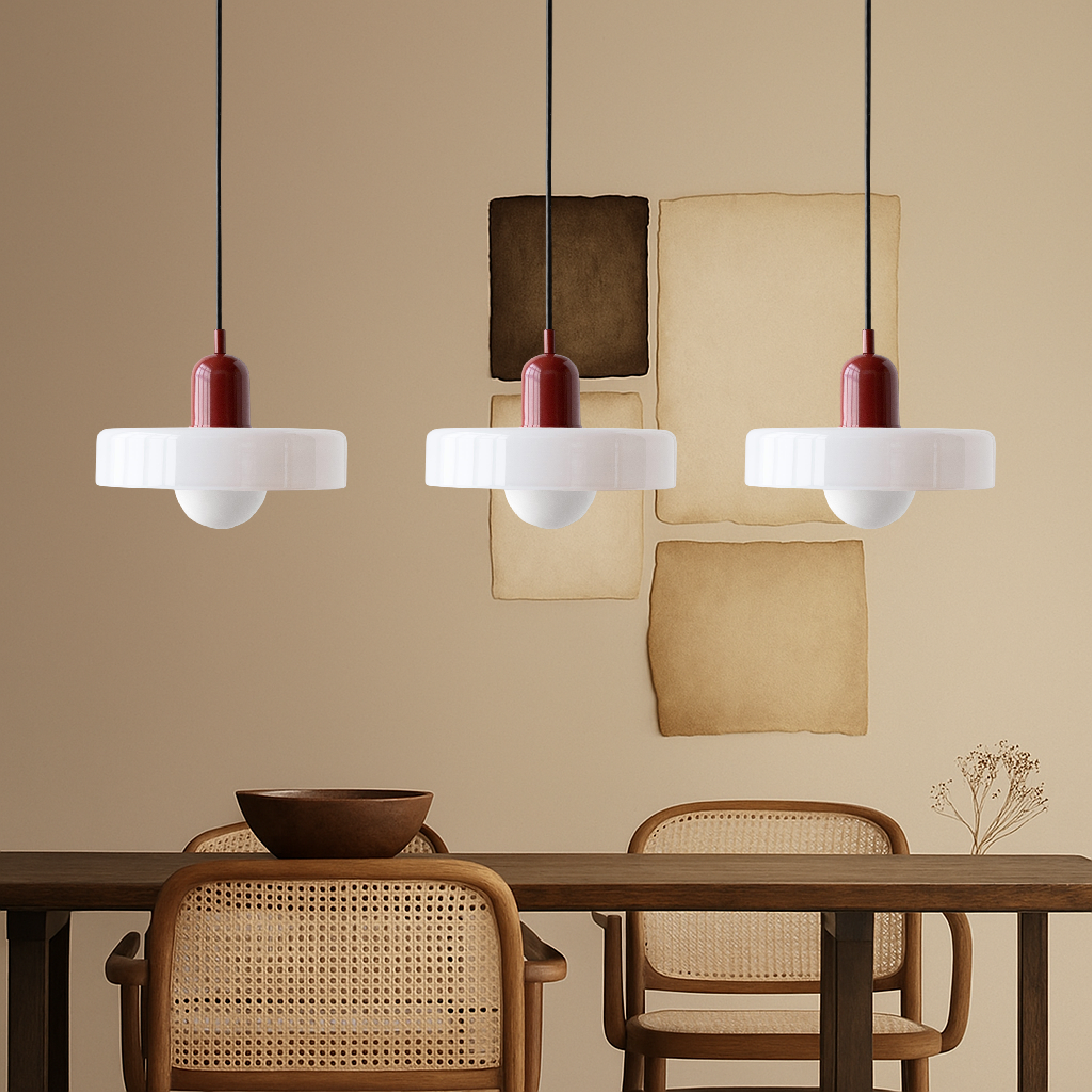 Bauhaus Triple Glass Pendant Light