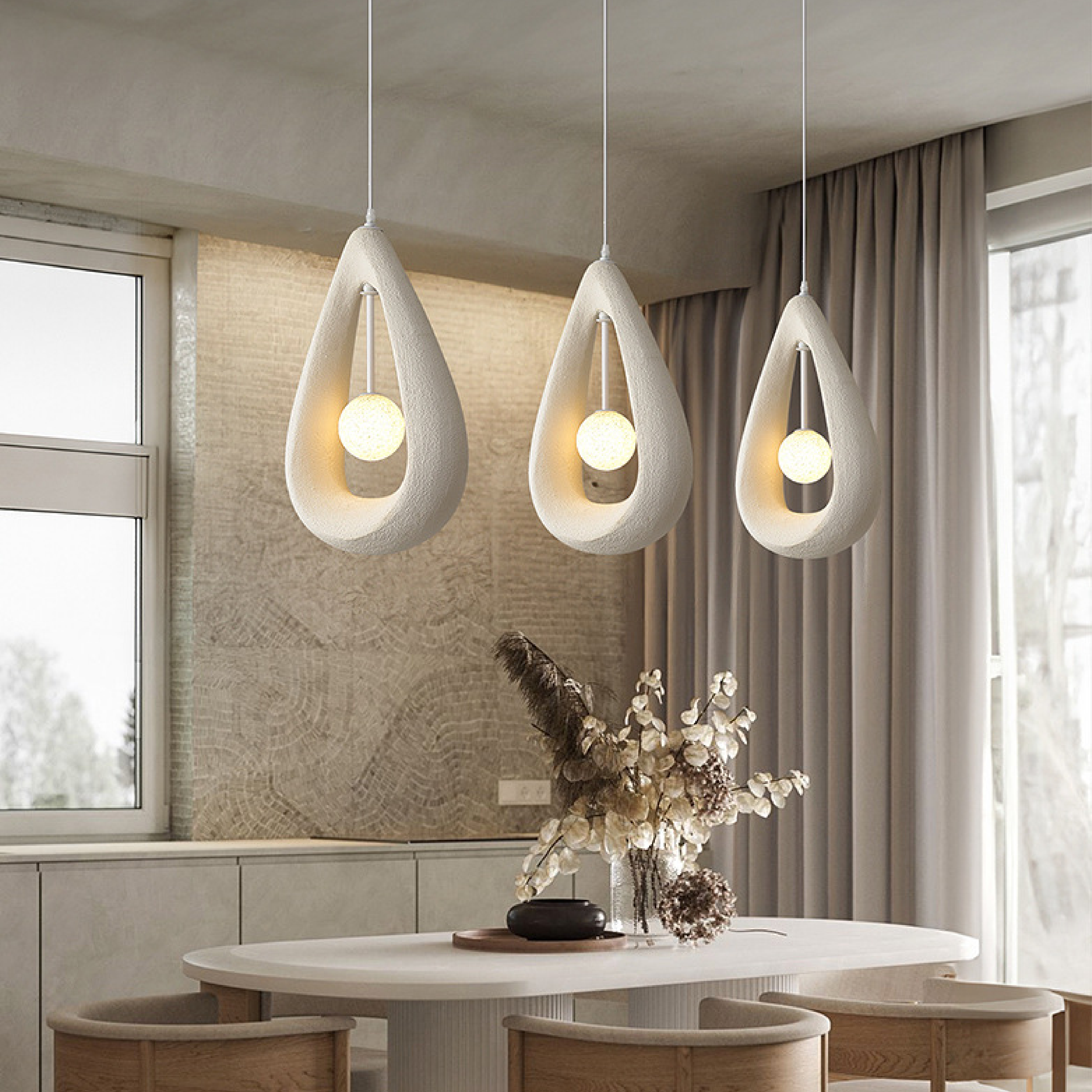 Japandi ovale hanglamp