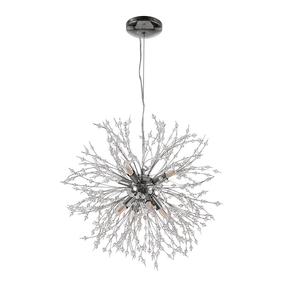 Lustre Sputnik en cristal à 8 lumières avec éclairage LED radiant