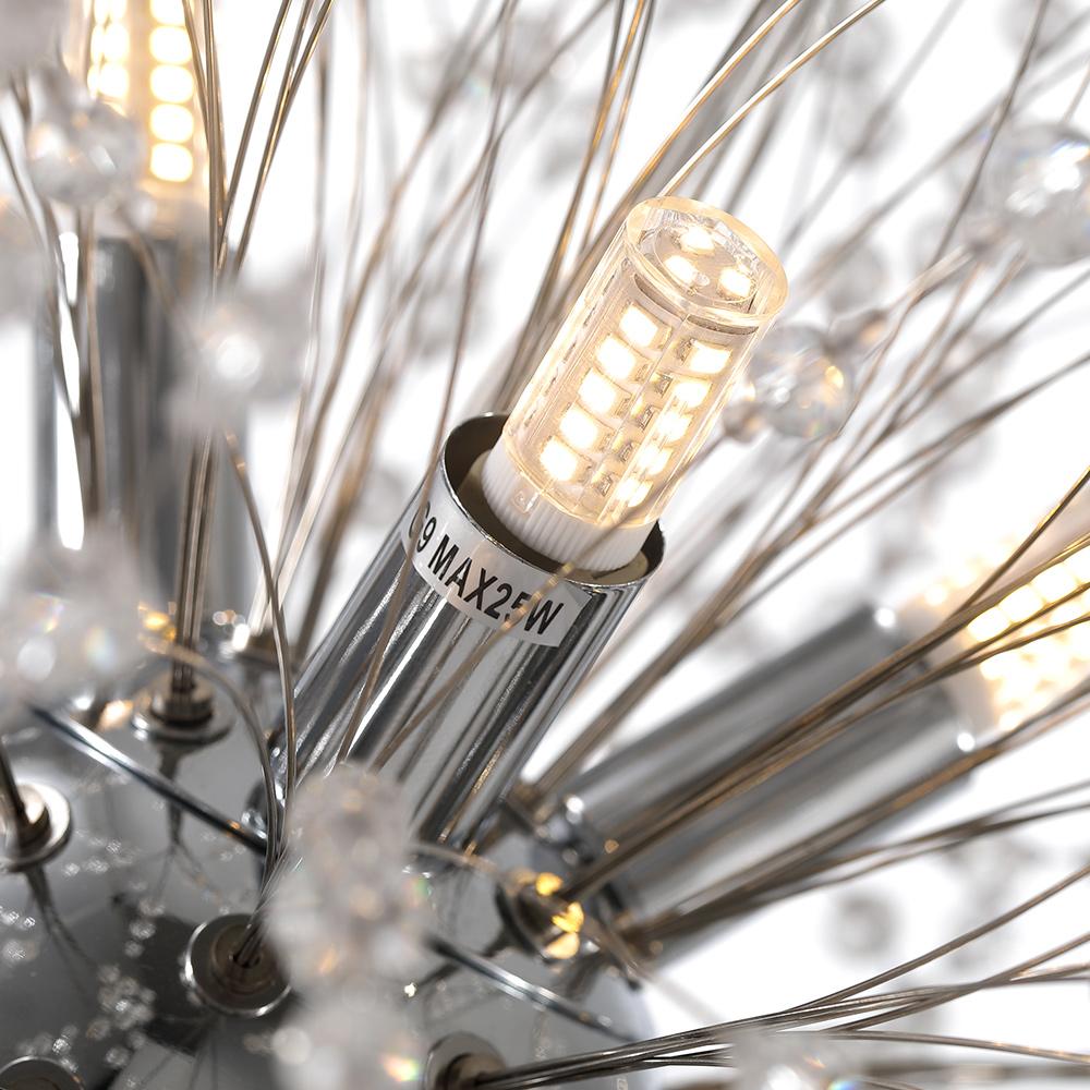 Lustre Sputnik en cristal à 8 lumières avec éclairage LED radiant